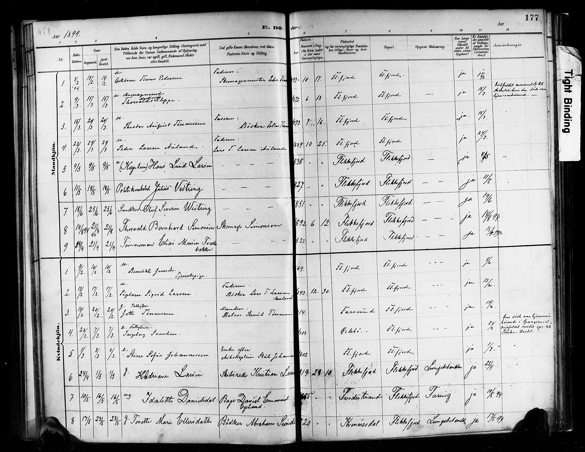 Flekkefjord sokneprestkontor, SAK/1111-0012/F/Fa/Faa/L0001: Parish register (official) no. A 1, 1885-1900, p. 177