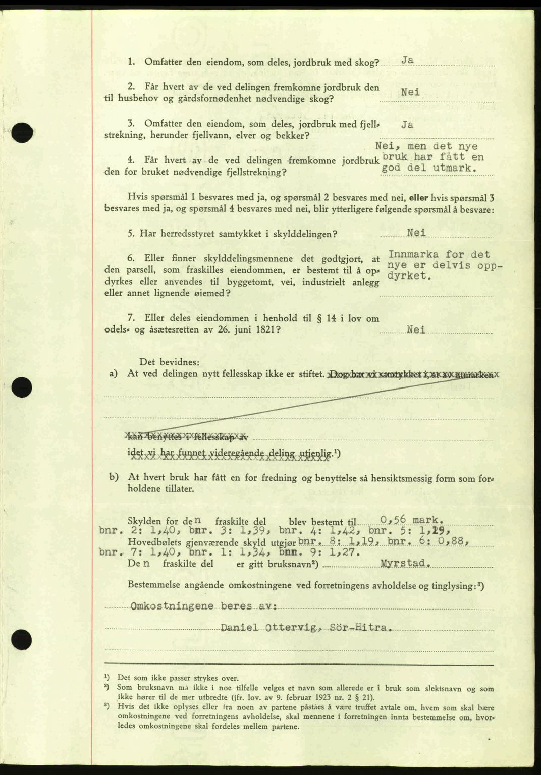 Hitra sorenskriveri, AV/SAT-A-0018/2/2C/2Ca: Mortgage book no. A2, 1943-1945, Diary no: : 232/1943