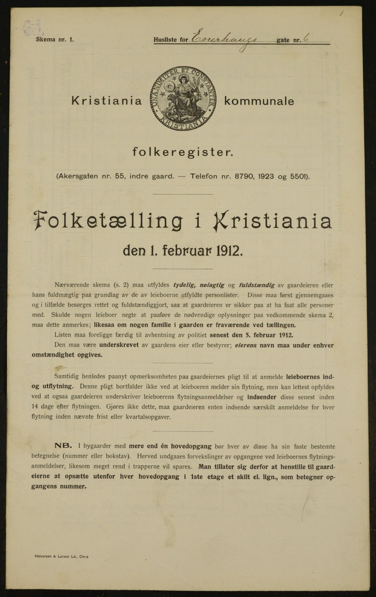 OBA, Municipal Census 1912 for Kristiania, 1912, p. 21485