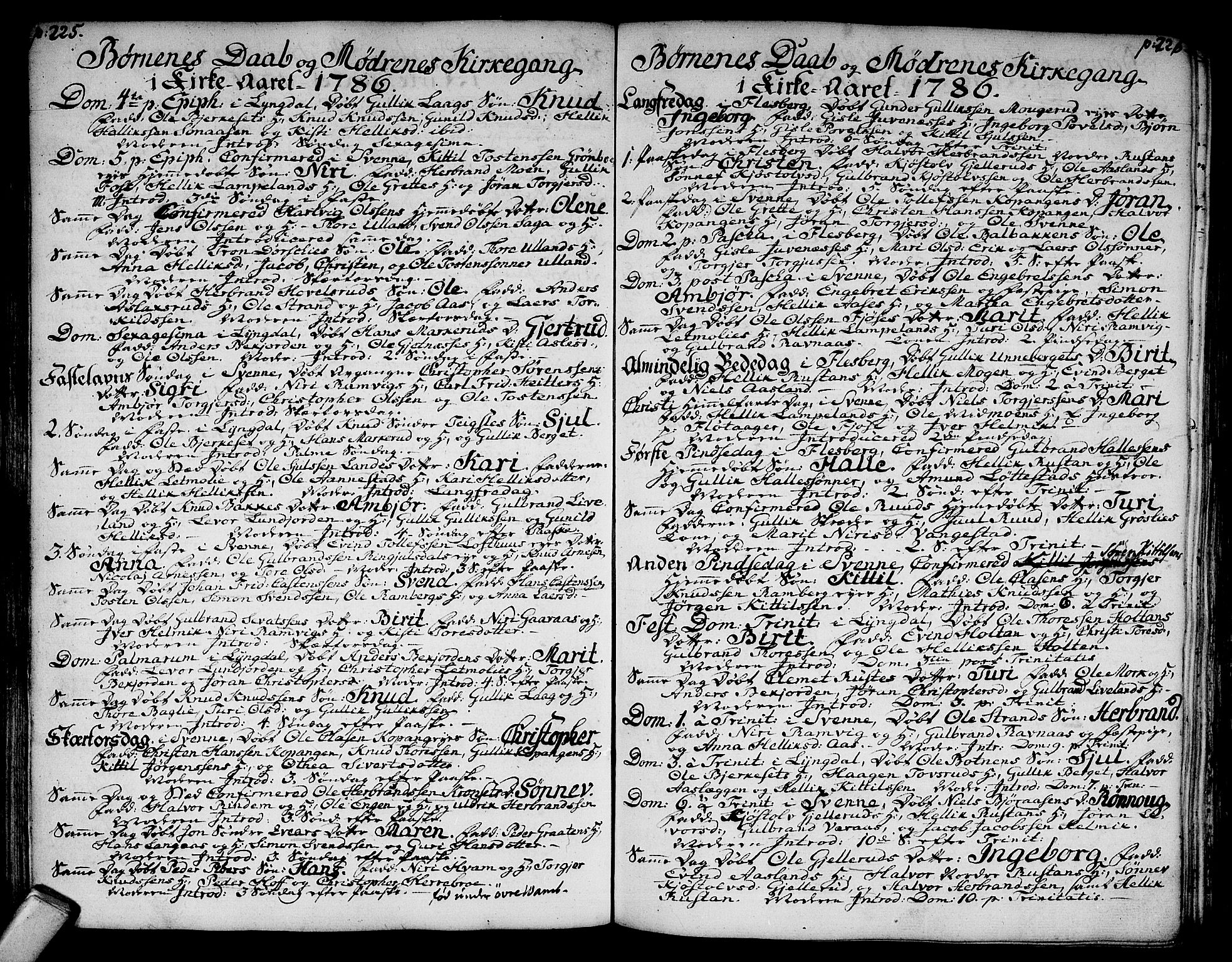 Flesberg kirkebøker, AV/SAKO-A-18/F/Fa/L0003: Parish register (official) no. I 3, 1748-1790, p. 225-226