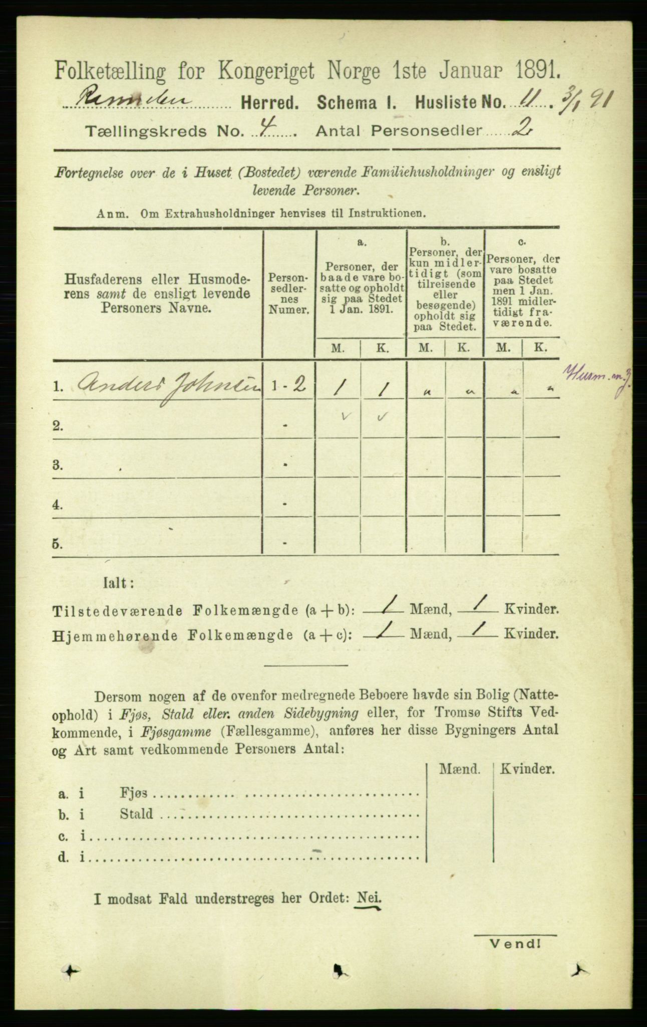 RA, 1891 census for 1635 Rennebu, 1891, p. 1900