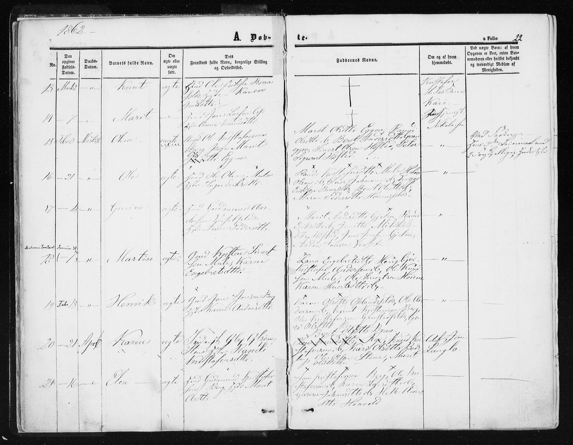 Ministerialprotokoller, klokkerbøker og fødselsregistre - Sør-Trøndelag, AV/SAT-A-1456/612/L0377: Parish register (official) no. 612A09, 1859-1877, p. 22