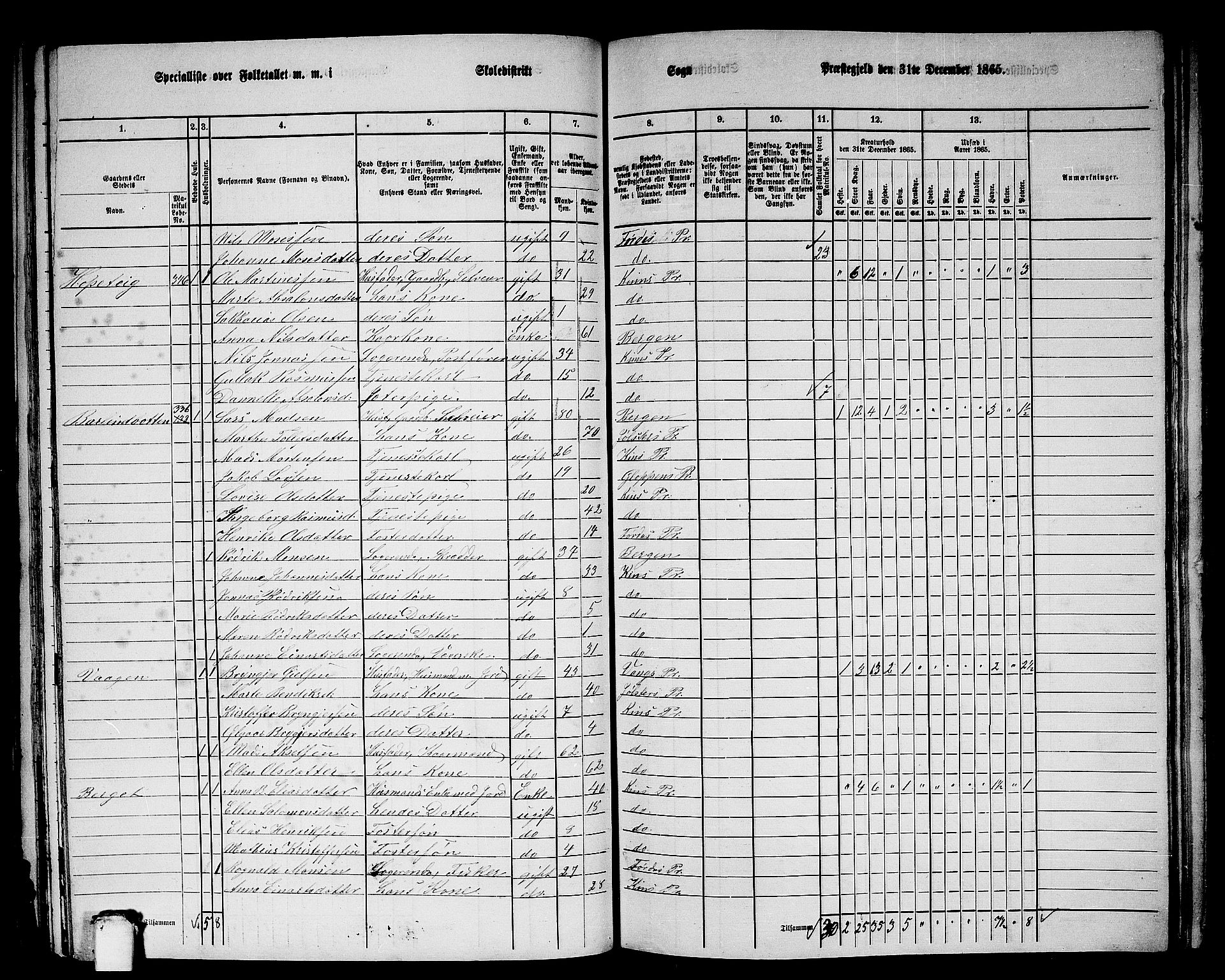 RA, 1865 census for Kinn, 1865, p. 100