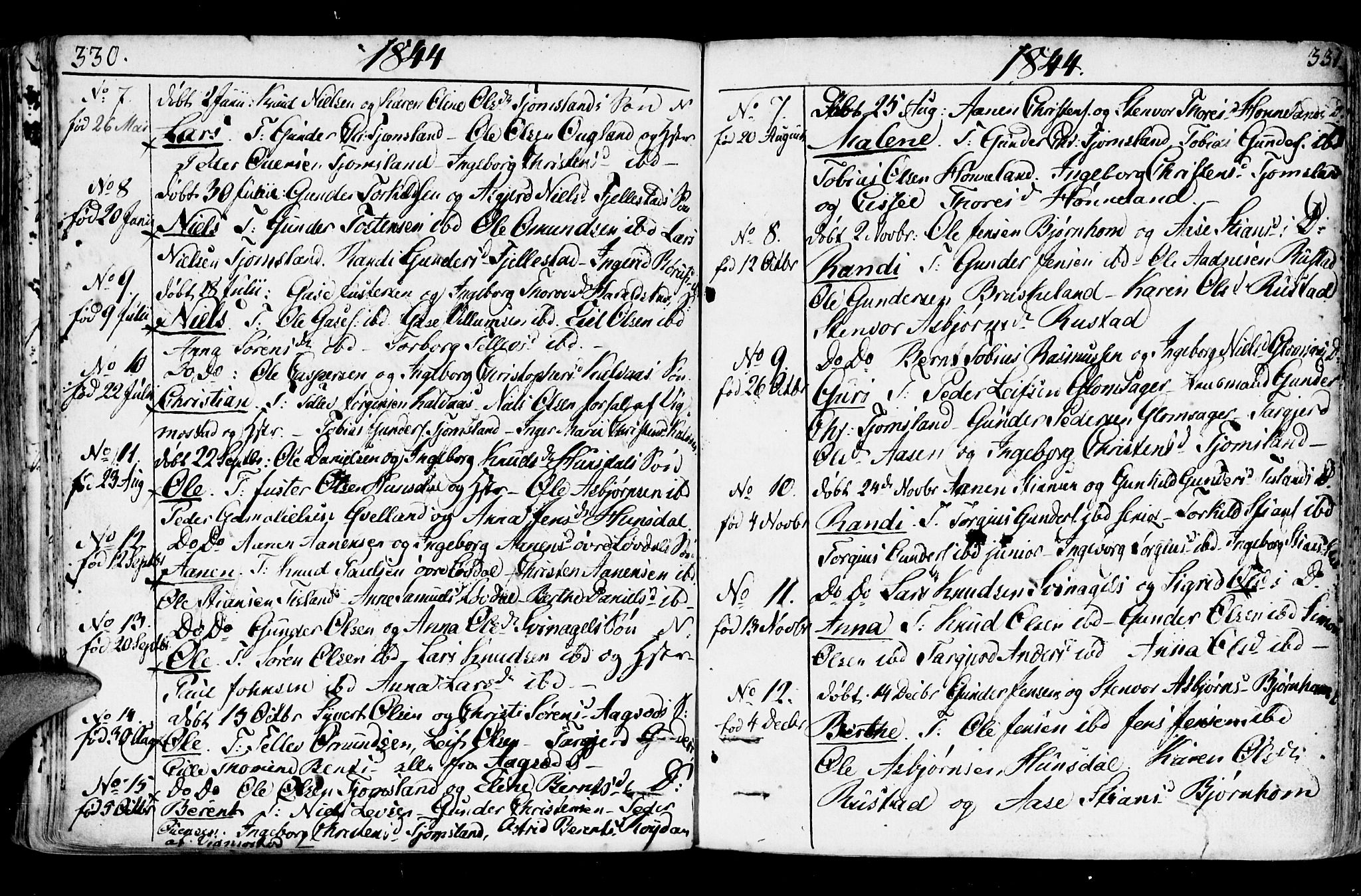 Holum sokneprestkontor, AV/SAK-1111-0022/F/Fa/Fab/L0004: Parish register (official) no. A 4, 1774-1847, p. 330-331