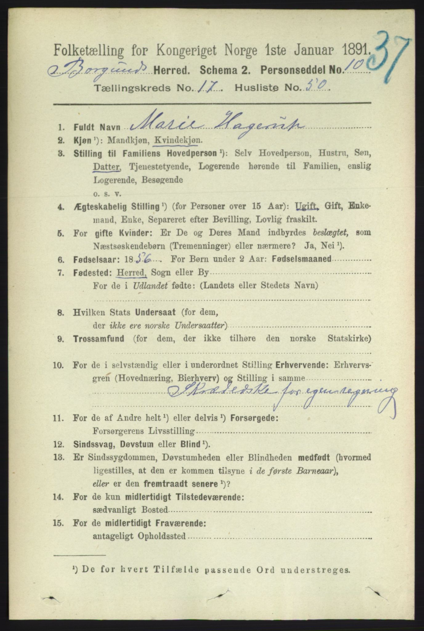 RA, 1891 census for 1531 Borgund, 1891, p. 5345