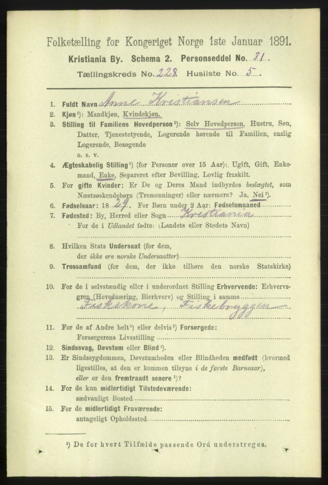 RA, 1891 census for 0301 Kristiania, 1891, p. 139464