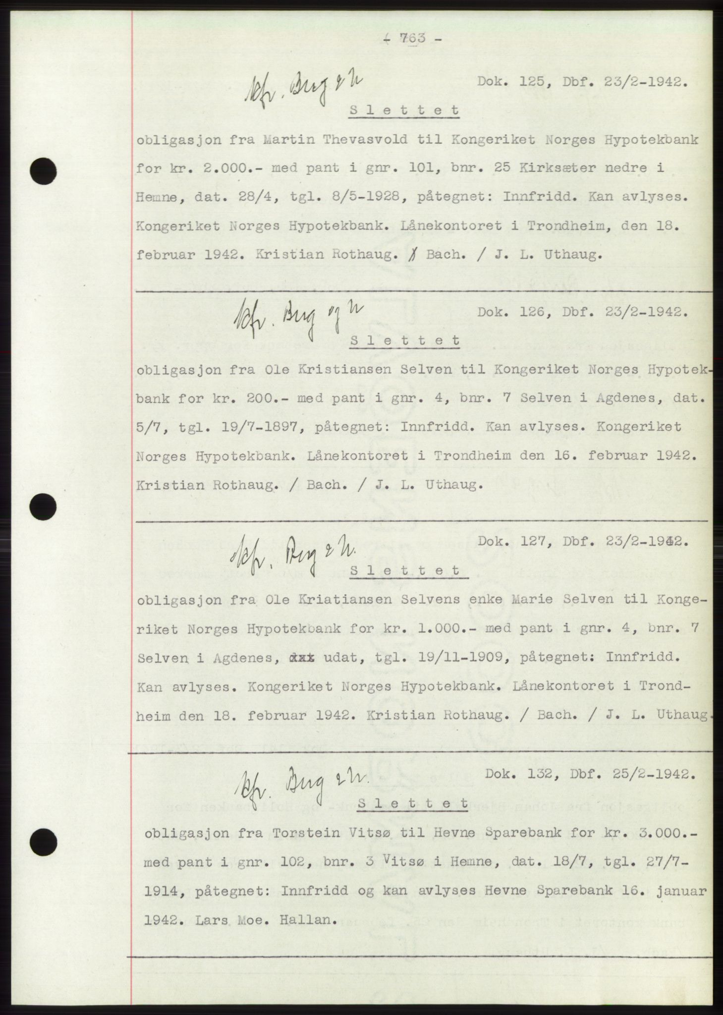 Hitra sorenskriveri, AV/SAT-A-0018/2/2C/2Ca: Mortgage book no. C1, 1936-1945, Diary no: : 125/1942