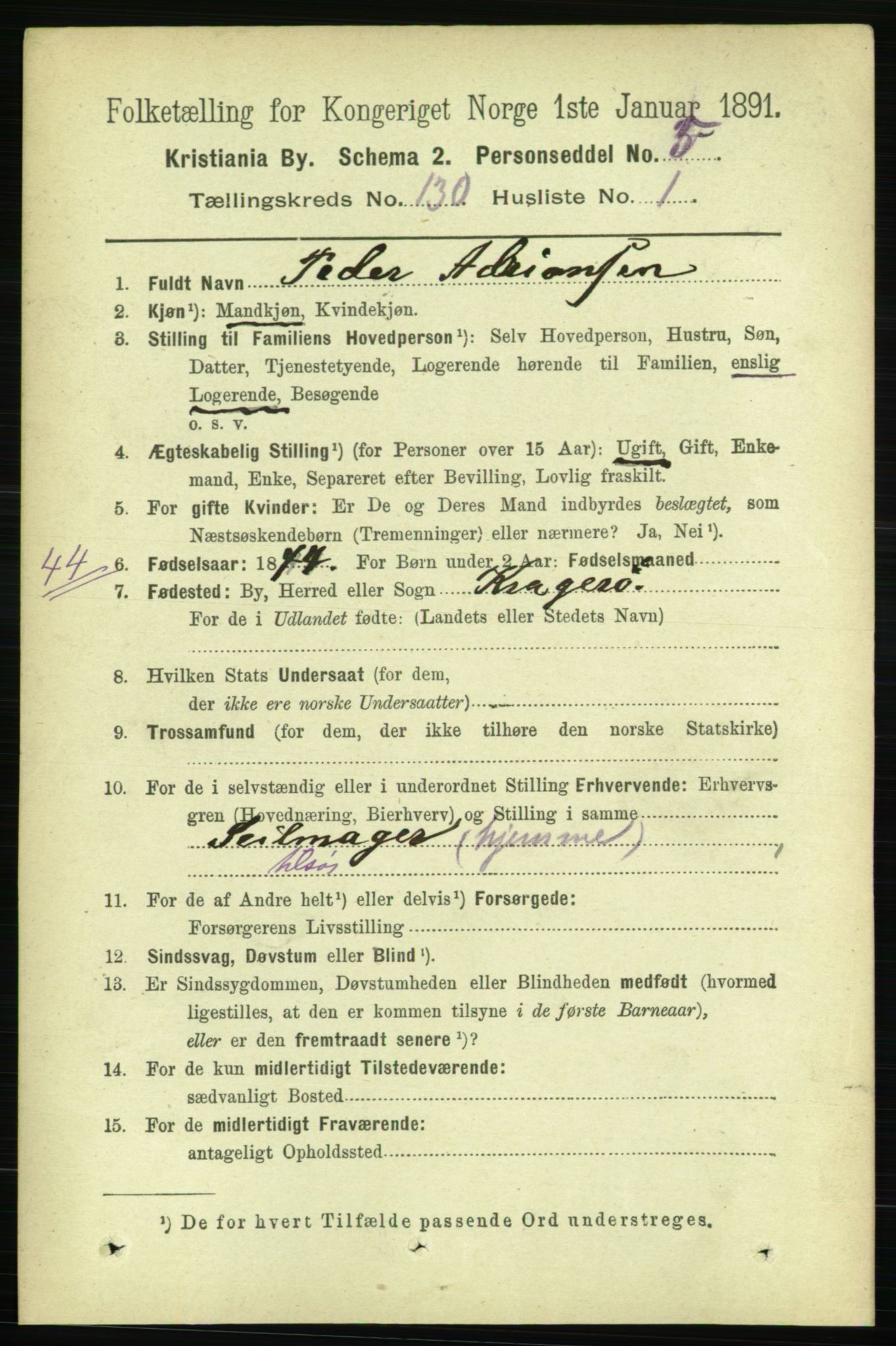 RA, 1891 census for 0301 Kristiania, 1891, p. 70069