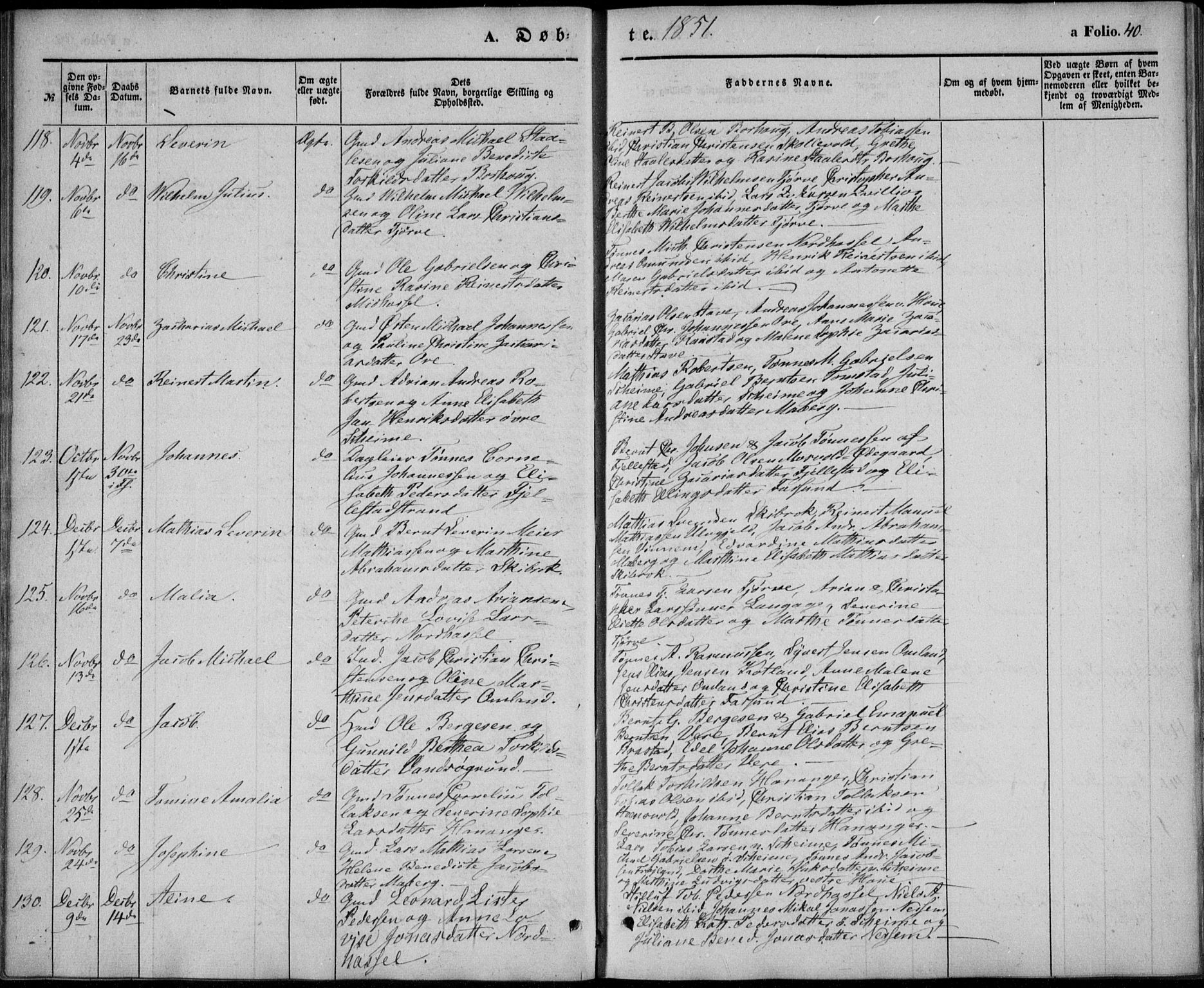 Lista sokneprestkontor, AV/SAK-1111-0027/F/Fb/L0002: Parish register (copy) no. B 2, 1847-1862, p. 40