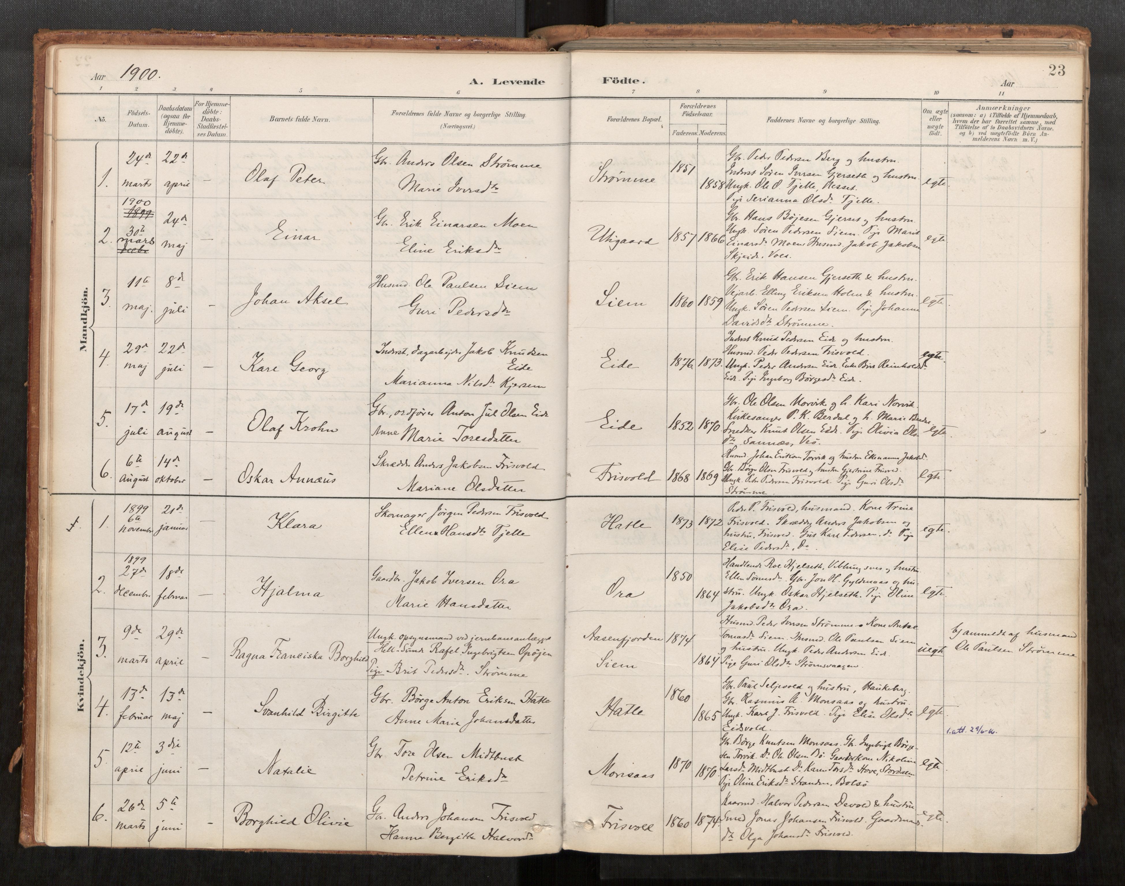 Ministerialprotokoller, klokkerbøker og fødselsregistre - Møre og Romsdal, AV/SAT-A-1454/542/L0553: Parish register (official) no. 542A03, 1885-1925, p. 23