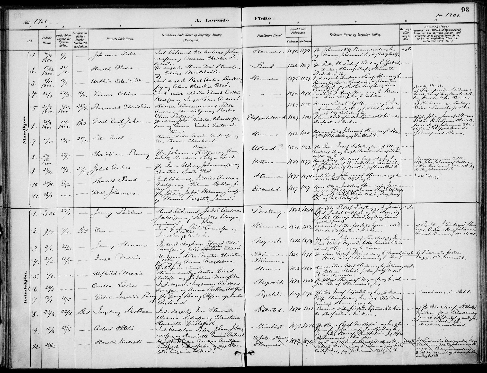 Ministerialprotokoller, klokkerbøker og fødselsregistre - Nordland, SAT/A-1459/825/L0362: Parish register (official) no. 825A16, 1886-1908, p. 93