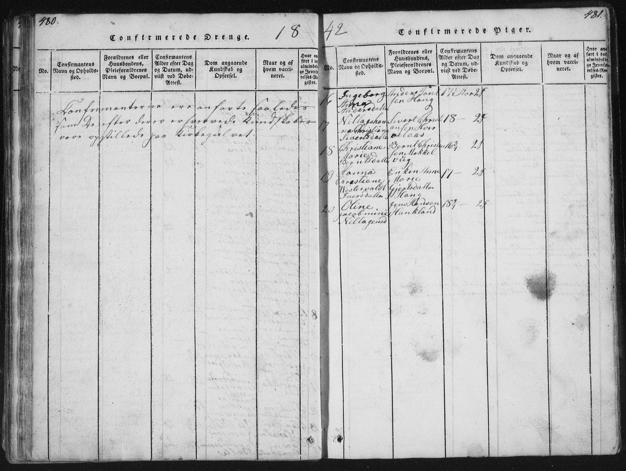 Ministerialprotokoller, klokkerbøker og fødselsregistre - Nordland, AV/SAT-A-1459/881/L1164: Parish register (copy) no. 881C01, 1818-1853, p. 480-481