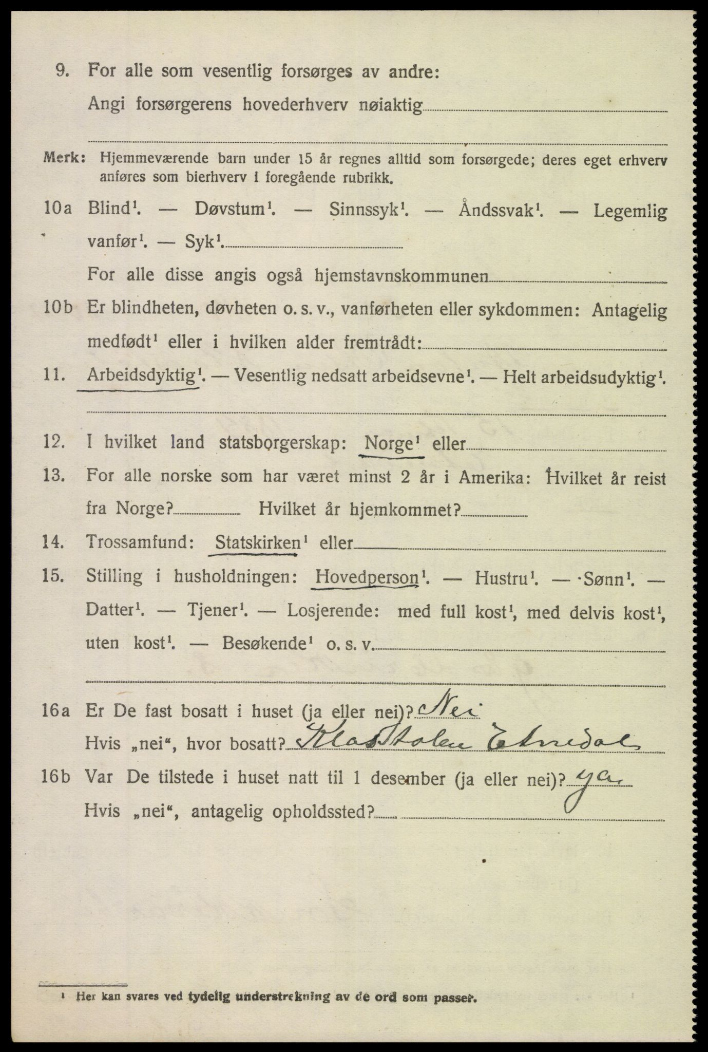 SAH, 1920 census for Etnedal, 1920, p. 2237