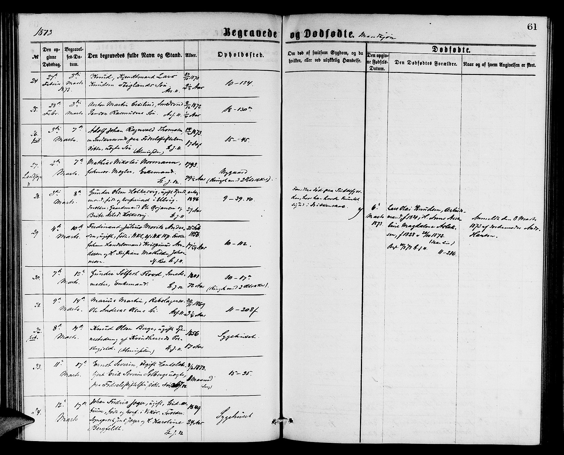 Domkirken sokneprestembete, AV/SAB-A-74801/H/Hab/L0040: Parish register (copy) no. E 4, 1868-1877, p. 61