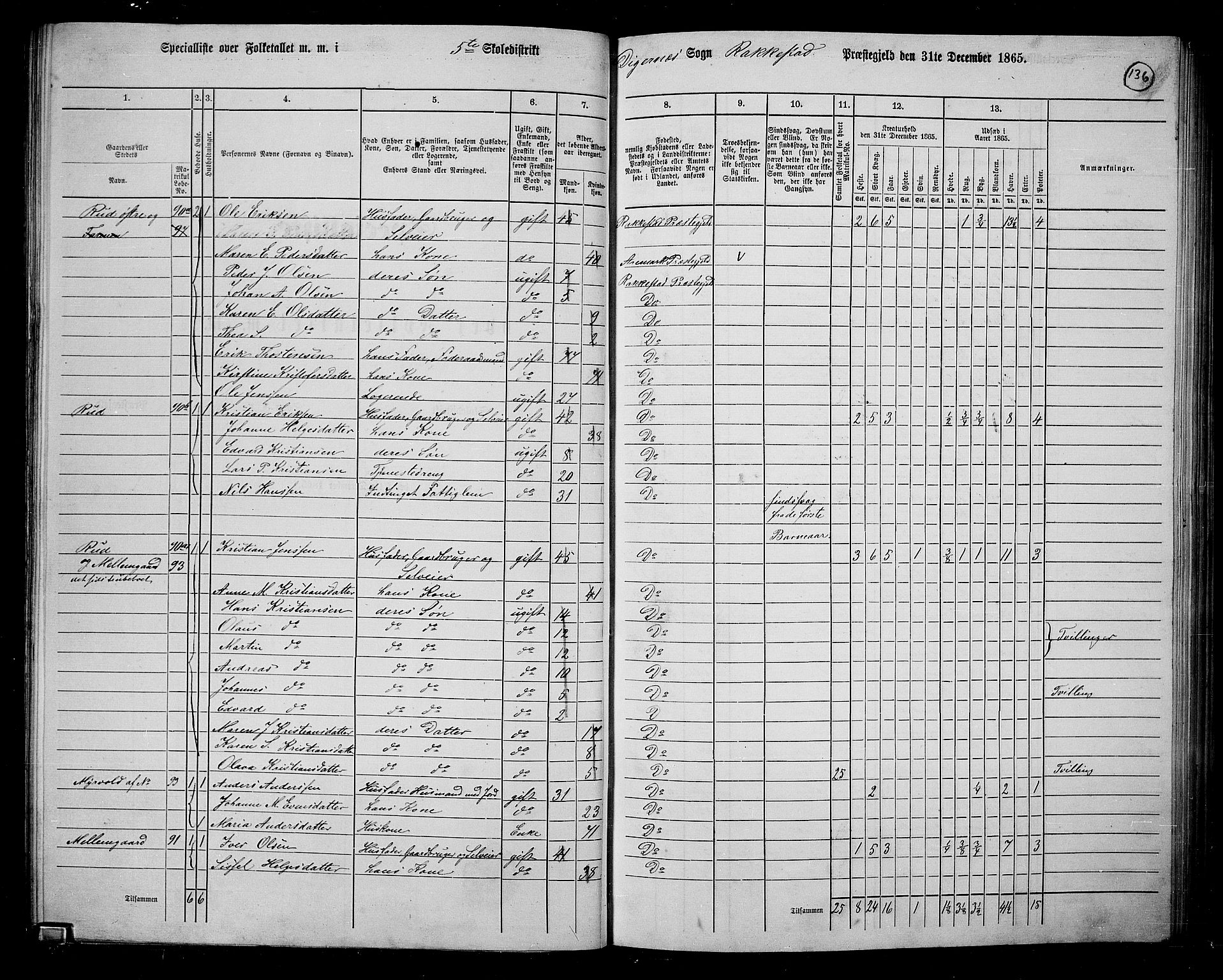 RA, 1865 census for Rakkestad, 1865, p. 134