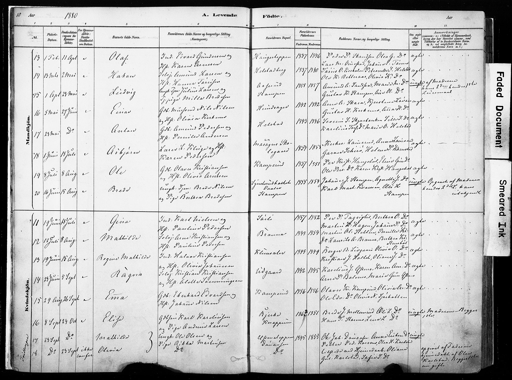 Hof prestekontor, AV/SAH-PREST-038/H/Ha/Haa/L0010: Parish register (official) no. 10, 1878-1909, p. 10