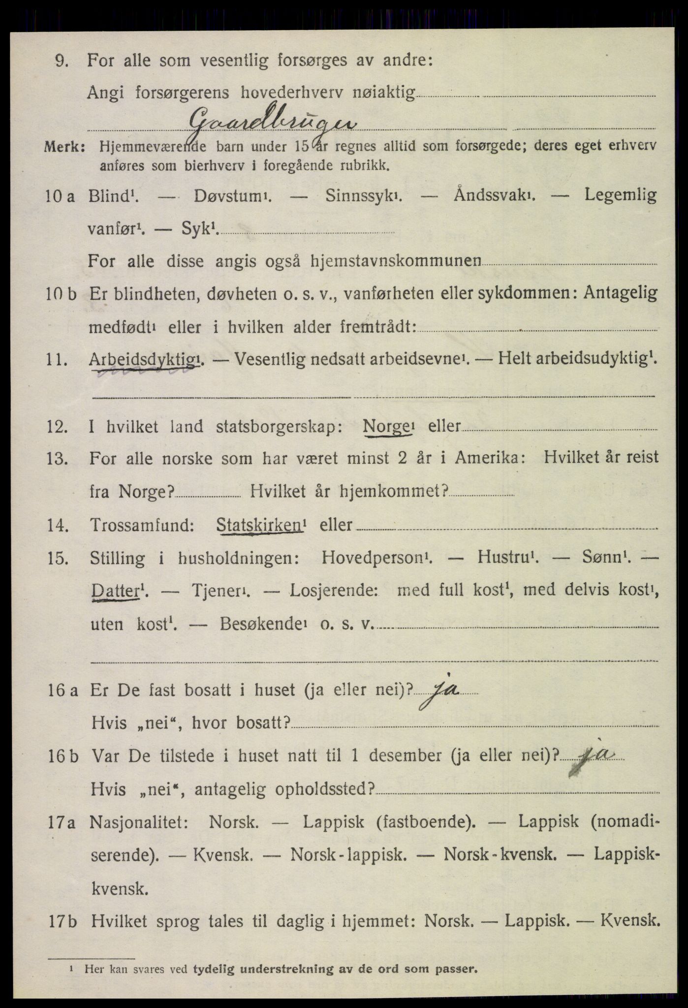 SAT, 1920 census for Fauske, 1920, p. 8365