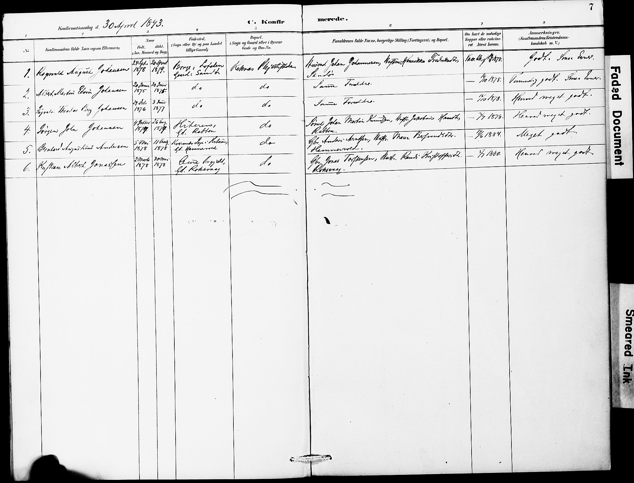 Ministerialprotokoller, klokkerbøker og fødselsregistre - Møre og Romsdal, AV/SAT-A-1454/559/L0714: Parish register (official) no. 559A02, 1887-1895, p. 7