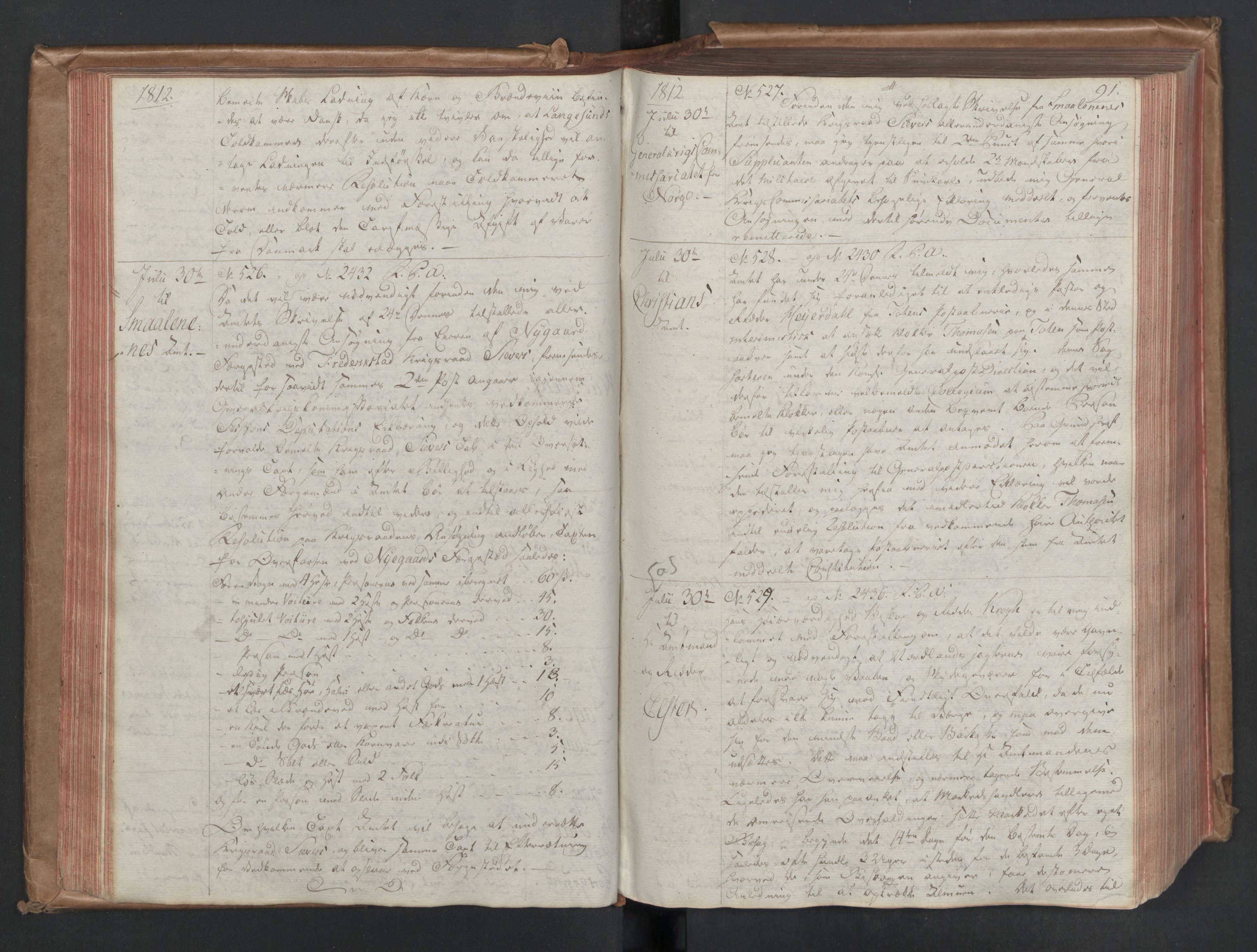 Stattholderembetet 1810-1814, 1. kontor (Kontor A), AV/RA-EA-2872/Bc/L0002: Korrespondanseprotokoll, 1812-1814, p. 90b-91a