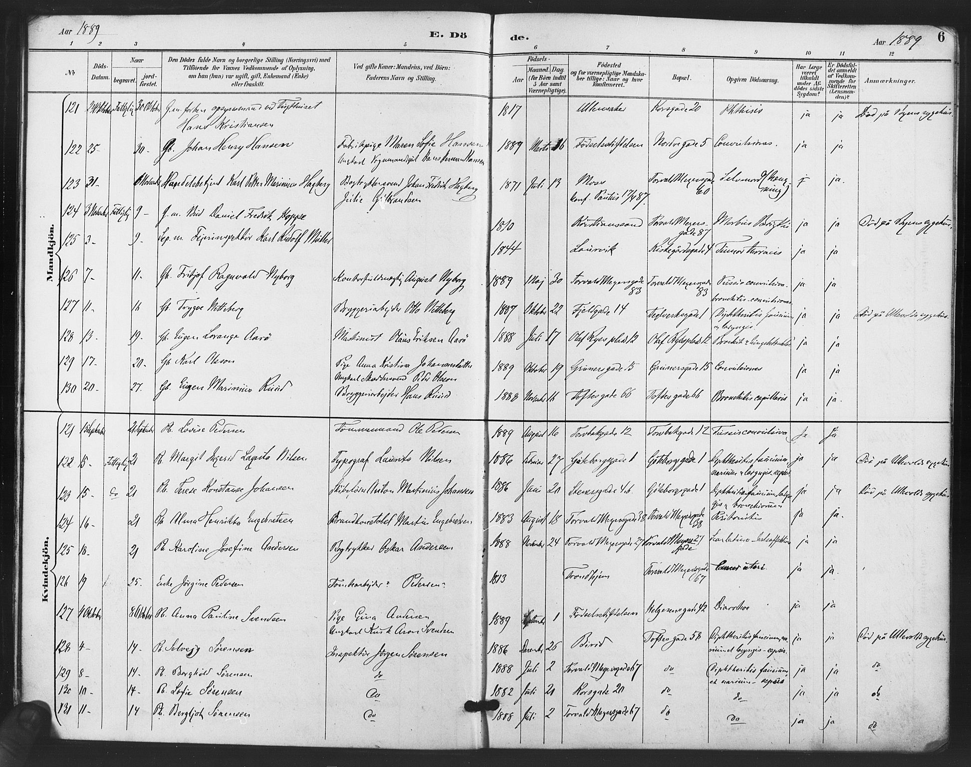 Paulus prestekontor Kirkebøker, AV/SAO-A-10871/F/Fa/L0011: Parish register (official) no. 11, 1889-1897, p. 6