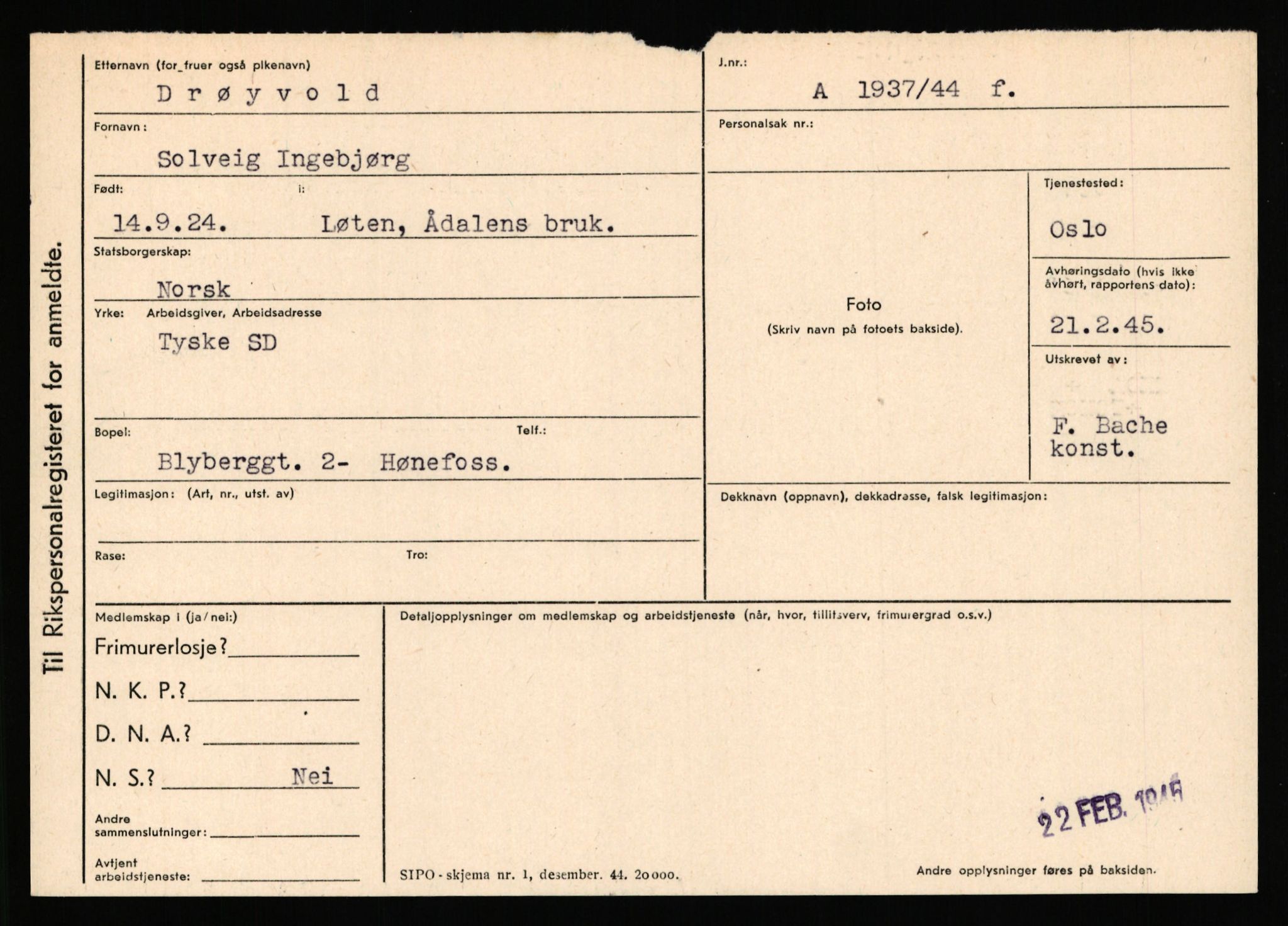 Statspolitiet - Hovedkontoret / Osloavdelingen, AV/RA-S-1329/C/Ca/L0003: Brechan - Eichinger	, 1943-1945, p. 4276