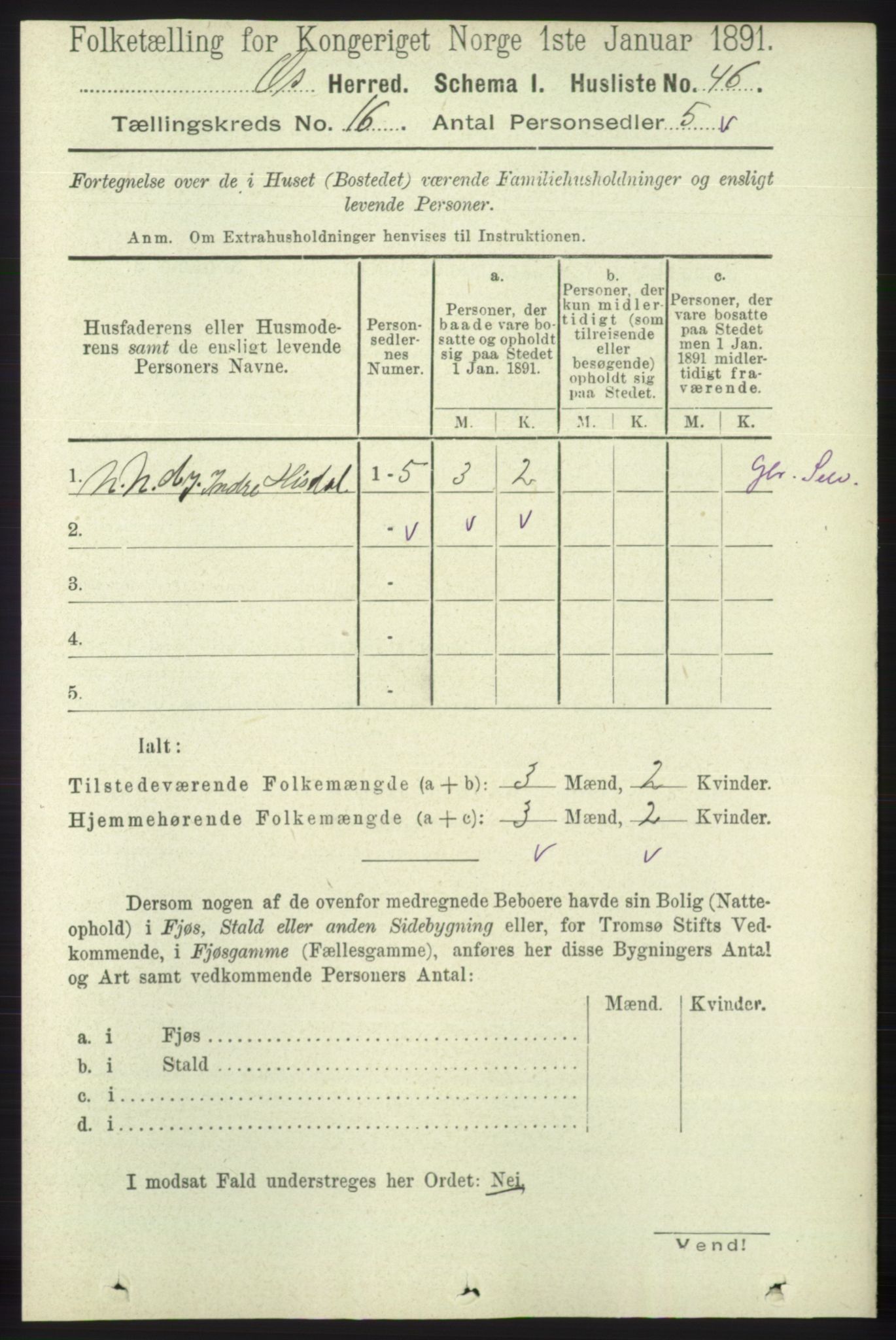 RA, 1891 census for 1243 Os, 1891, p. 3513