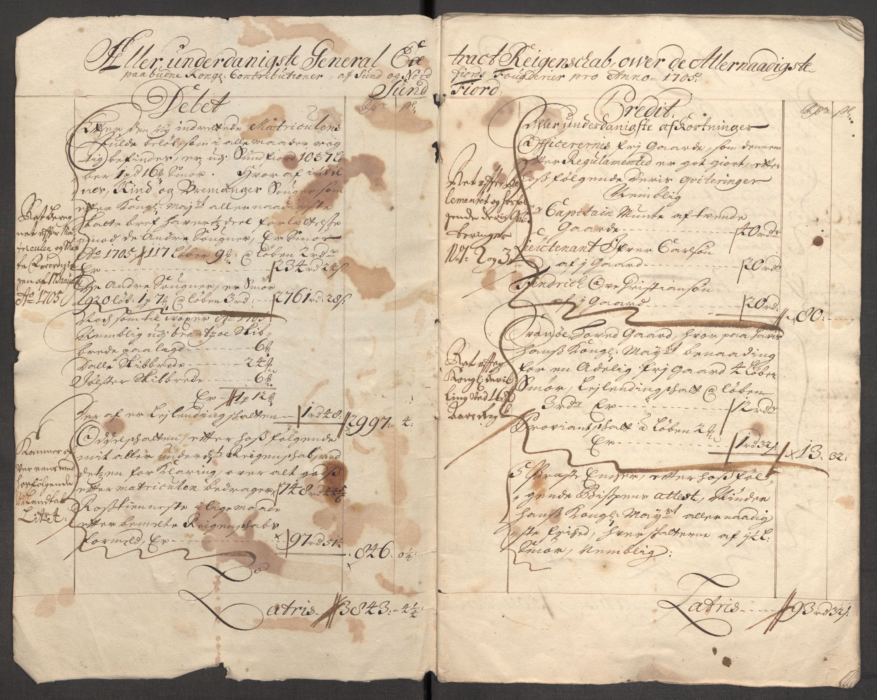 Rentekammeret inntil 1814, Reviderte regnskaper, Fogderegnskap, AV/RA-EA-4092/R53/L3429: Fogderegnskap Sunn- og Nordfjord, 1705, p. 5