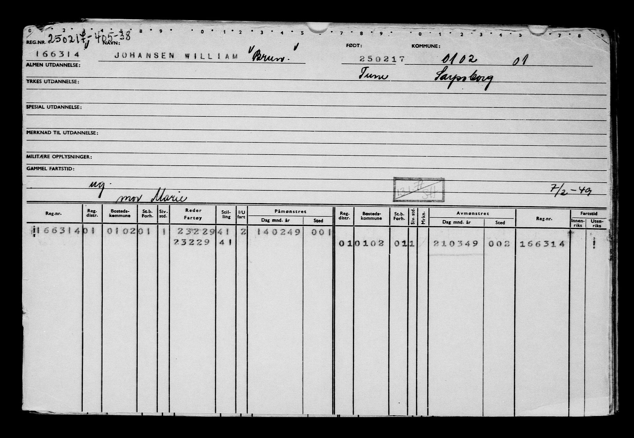 Direktoratet for sjømenn, AV/RA-S-3545/G/Gb/L0146: Hovedkort, 1917, p. 294