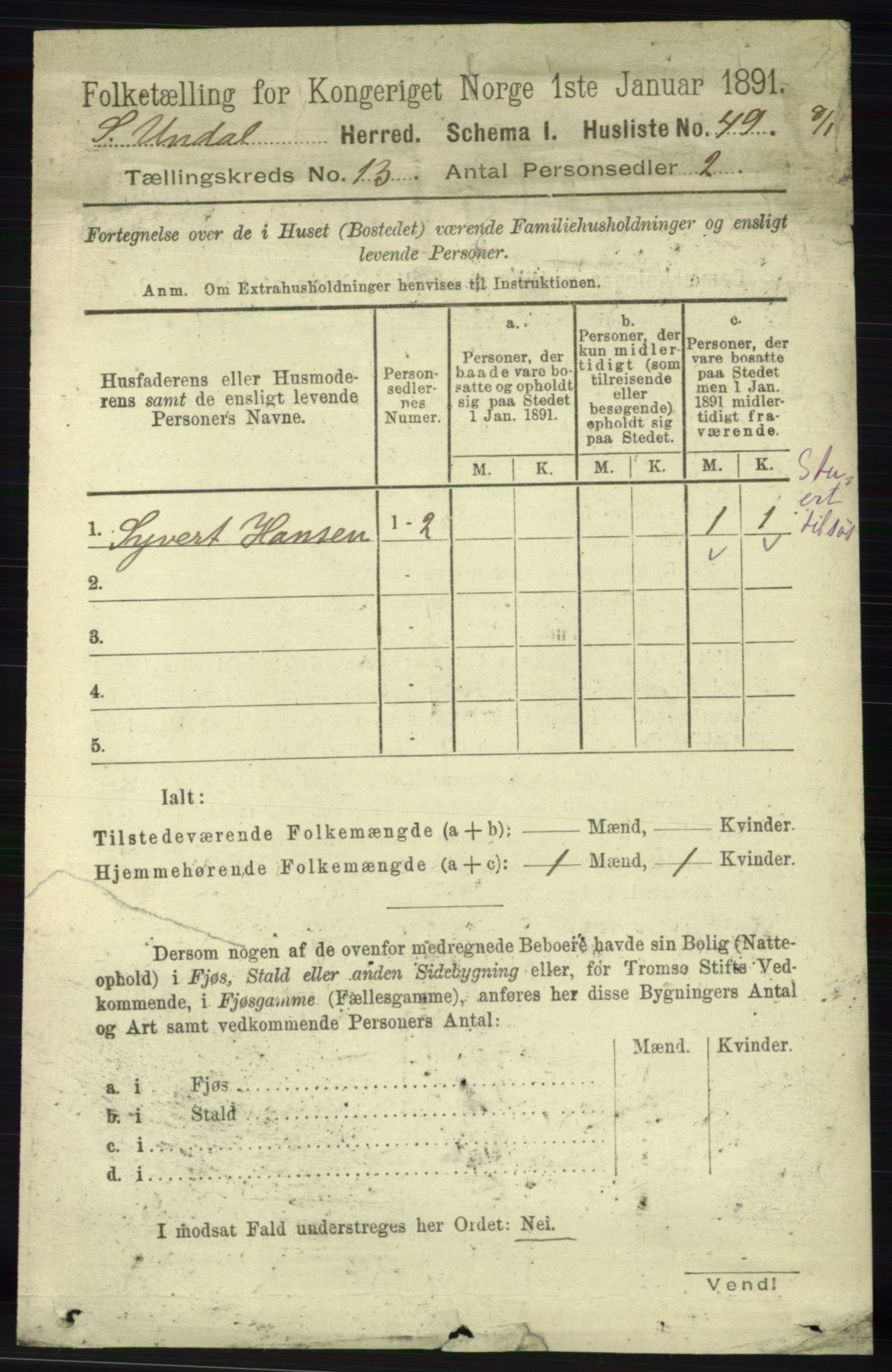 RA, 1891 census for 1029 Sør-Audnedal, 1891, p. 5789