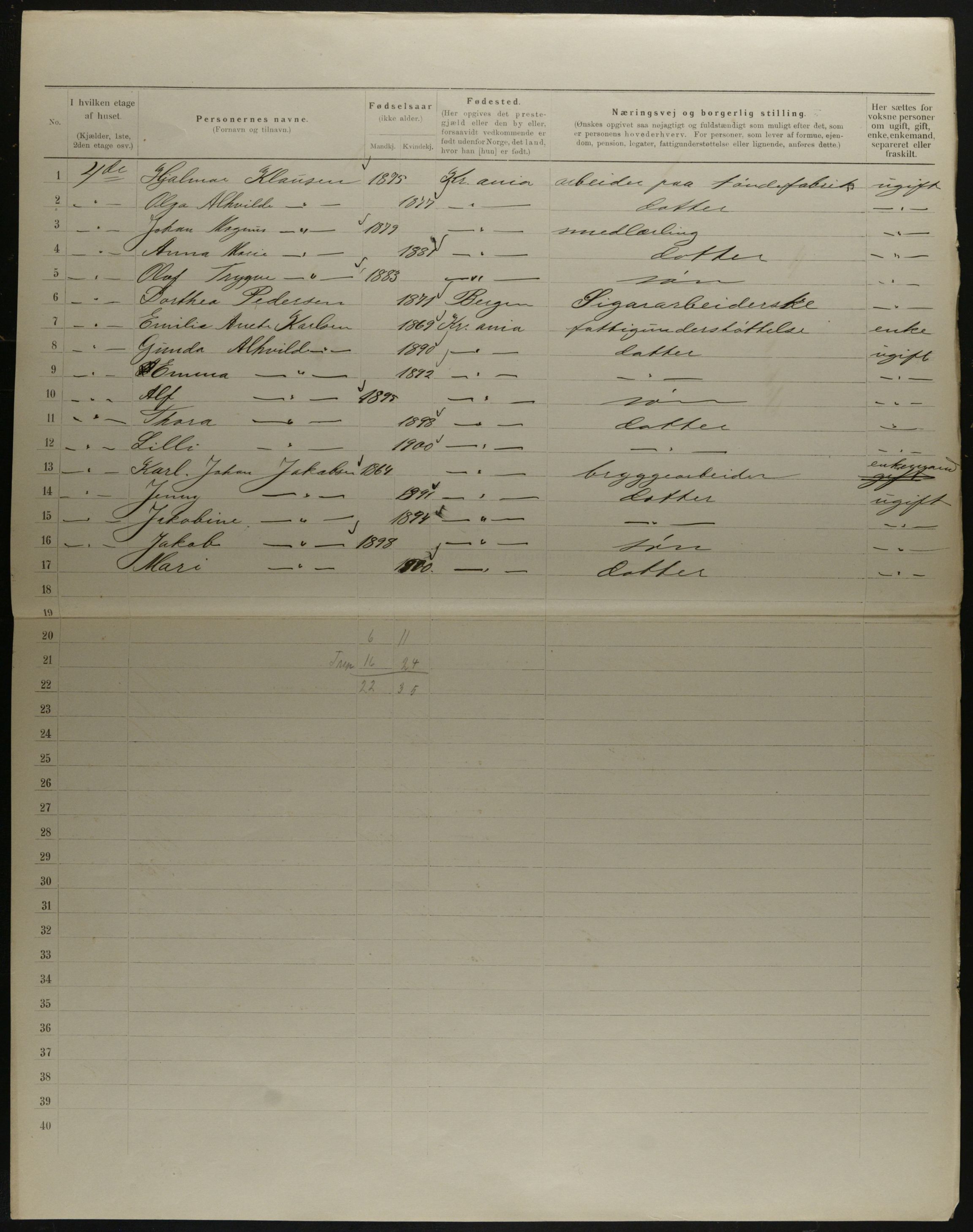 OBA, Municipal Census 1901 for Kristiania, 1901, p. 14342