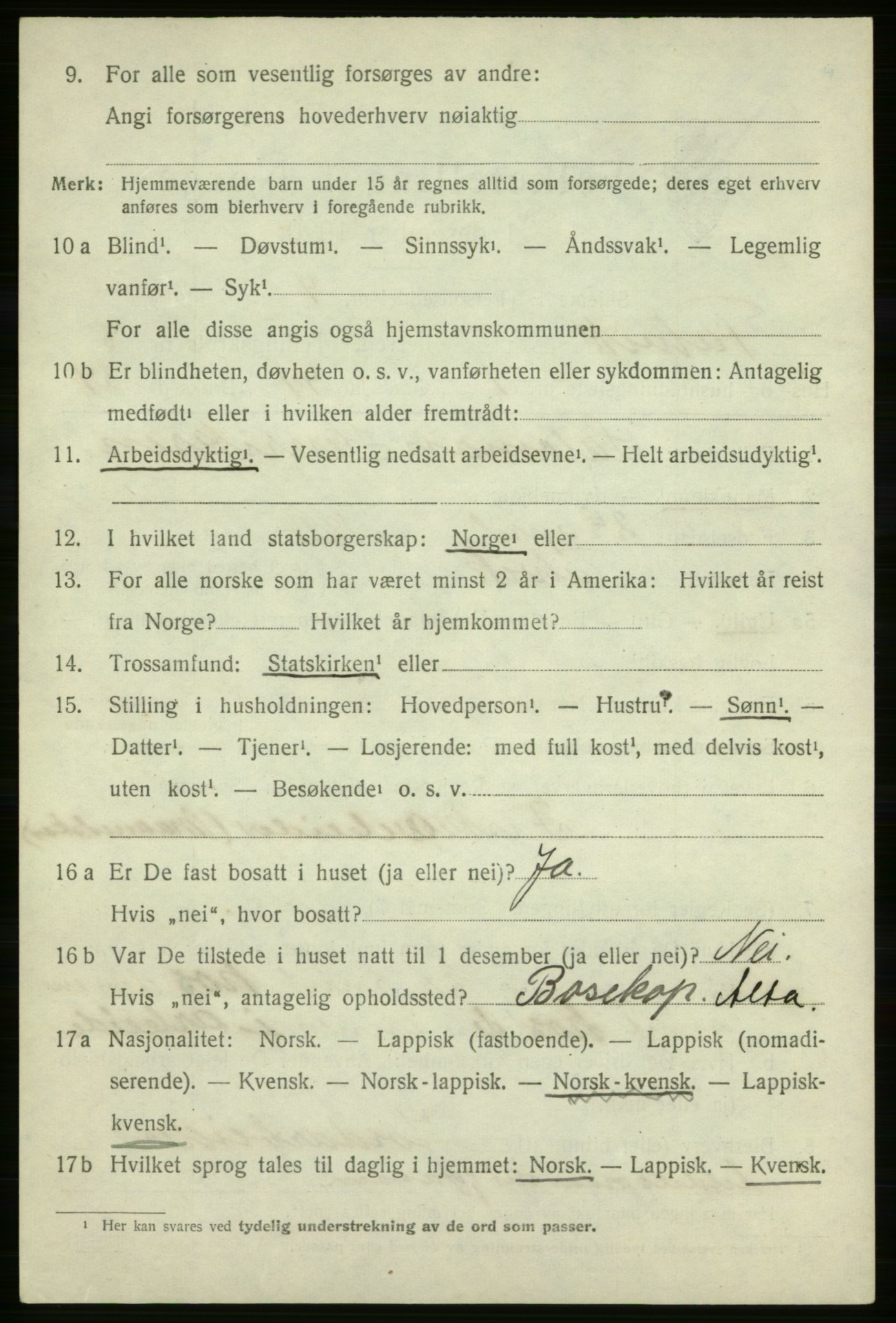 SATØ, 1920 census for Talvik, 1920, p. 4985