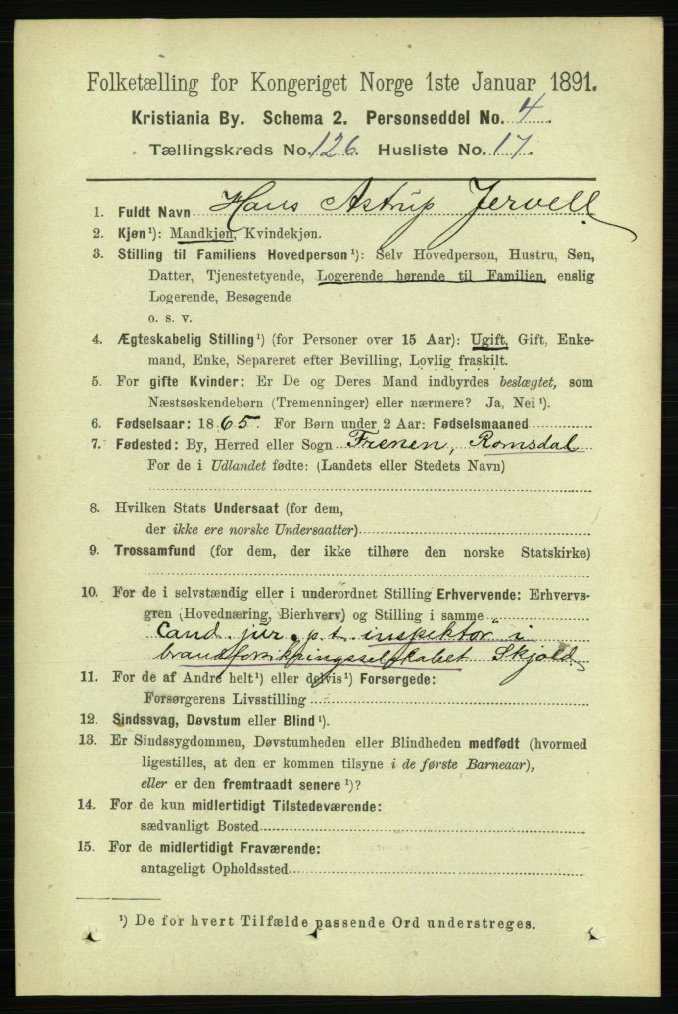 RA, 1891 census for 0301 Kristiania, 1891, p. 67652