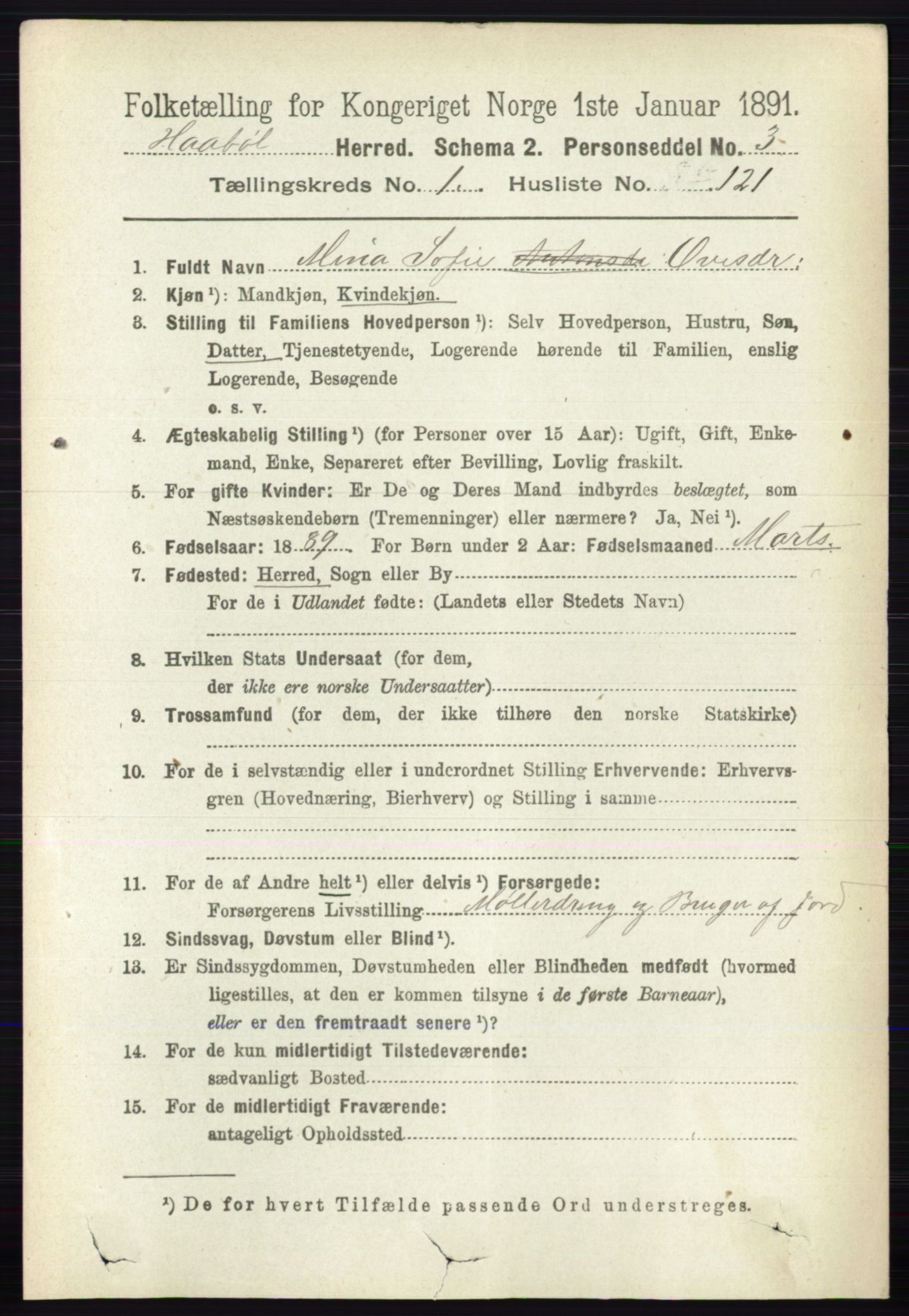 RA, 1891 census for 0138 Hobøl, 1891, p. 920