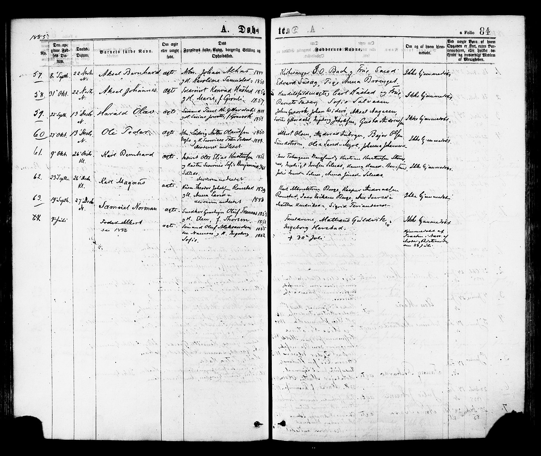 Ministerialprotokoller, klokkerbøker og fødselsregistre - Nord-Trøndelag, AV/SAT-A-1458/768/L0572: Parish register (official) no. 768A07, 1874-1886, p. 84