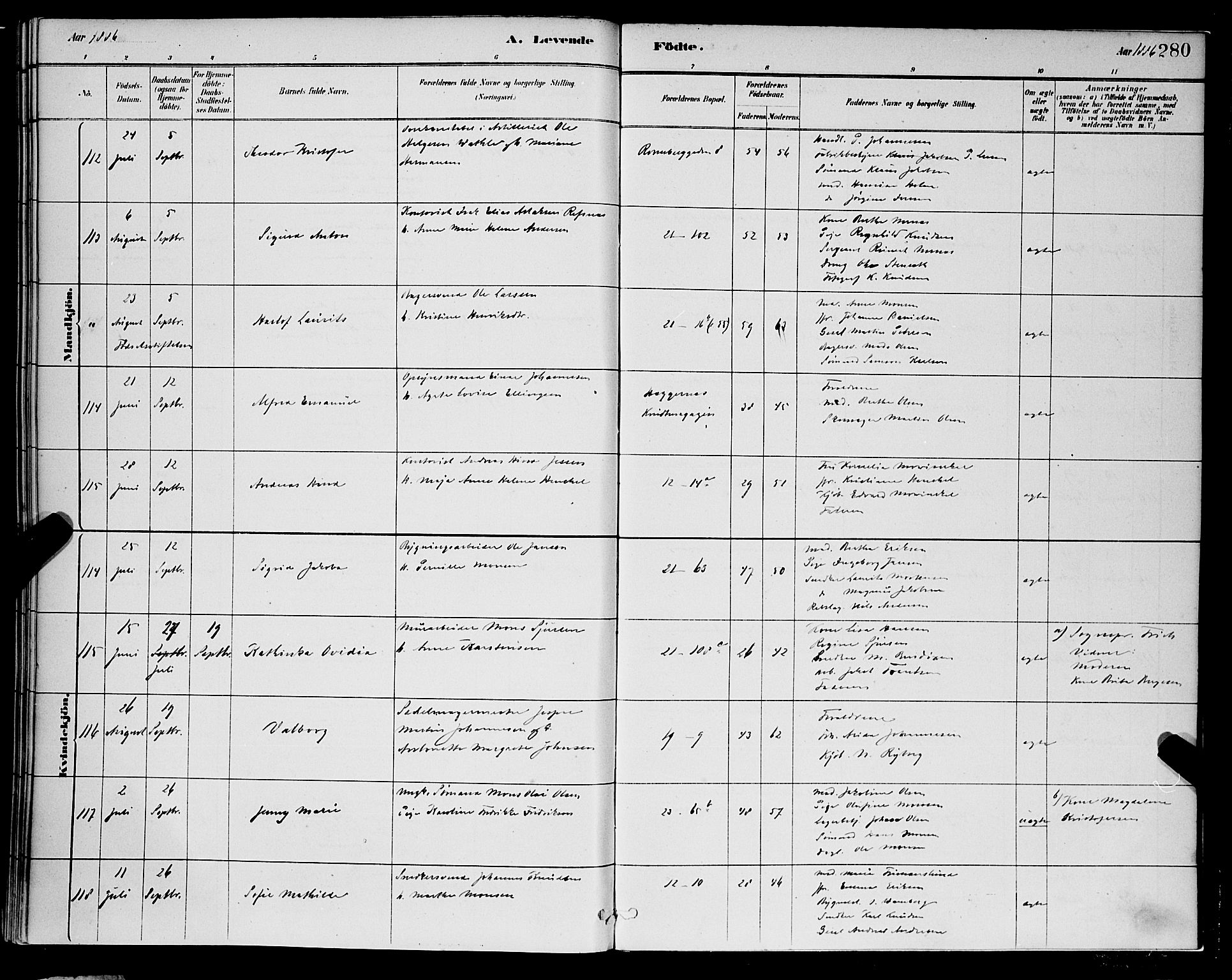 Korskirken sokneprestembete, AV/SAB-A-76101/H/Hab: Parish register (copy) no. B 8, 1878-1887, p. 280