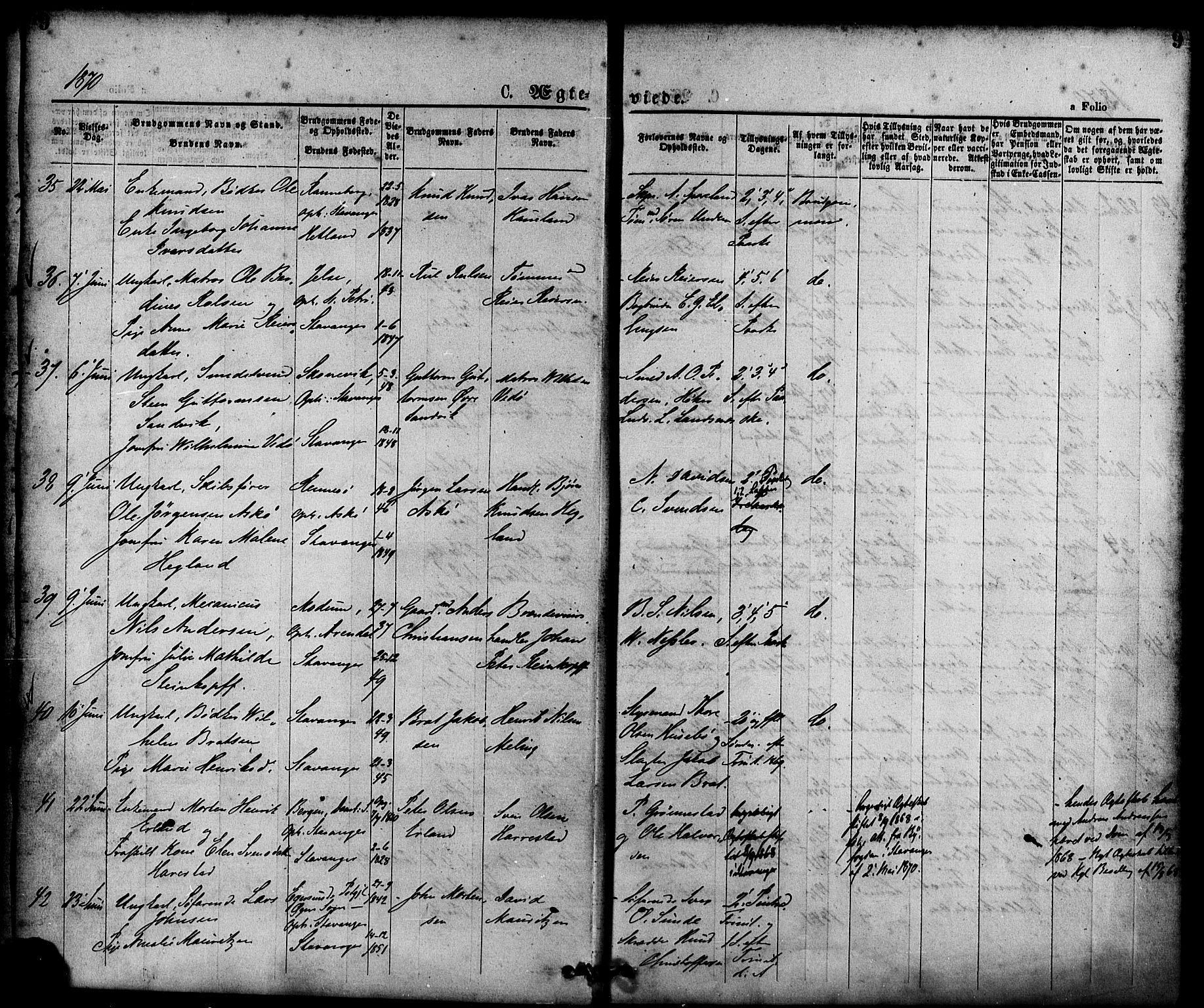 St. Petri sokneprestkontor, AV/SAST-A-101813/001/30/30BA/L0010: Parish register (official) no. A 10, 1869-1878, p. 9