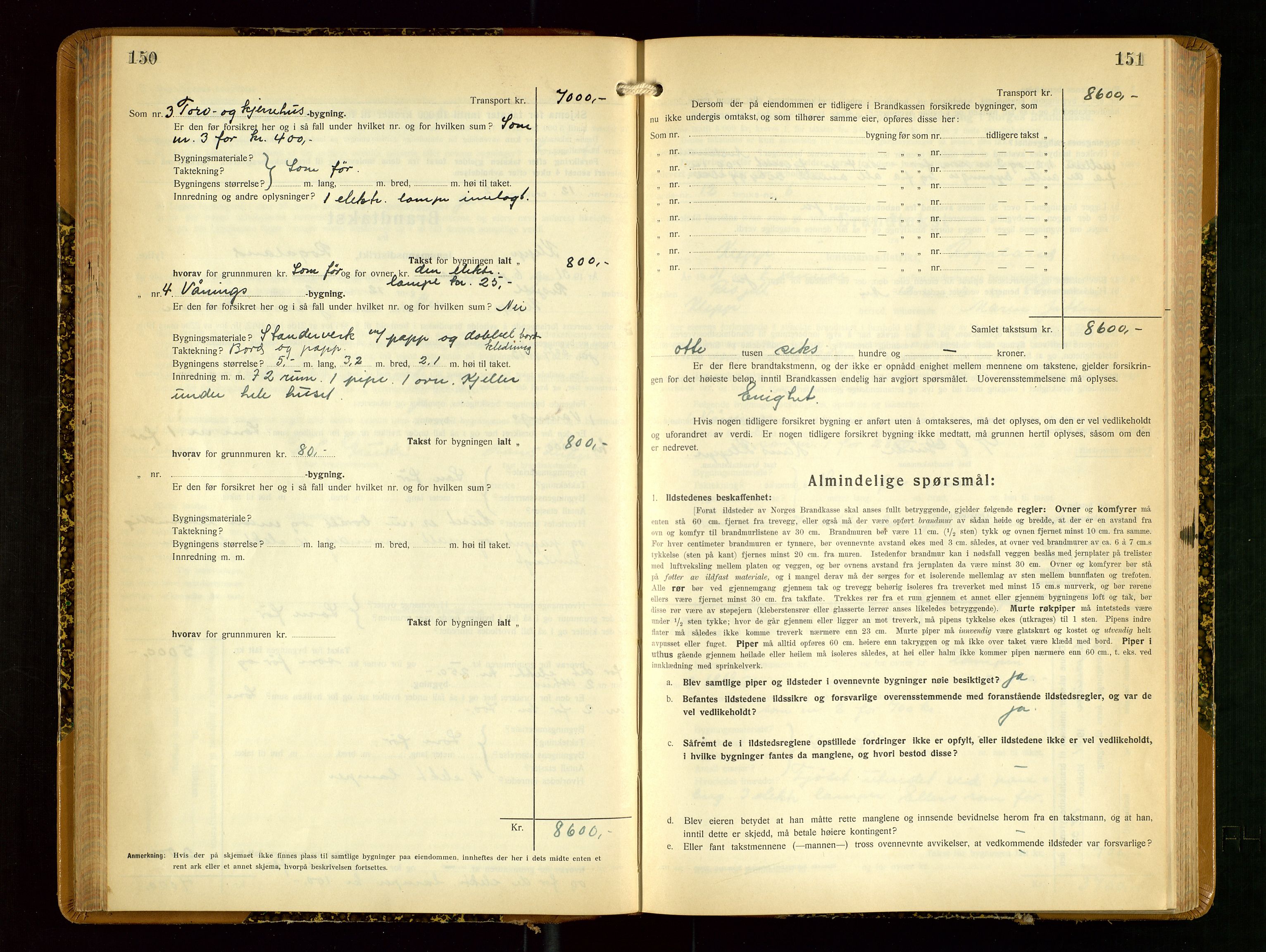 Klepp lensmannskontor, SAST/A-100163/Goc/L0012: "Brandtakstprotokoll" m/register, 1929-1933, p. 150-151