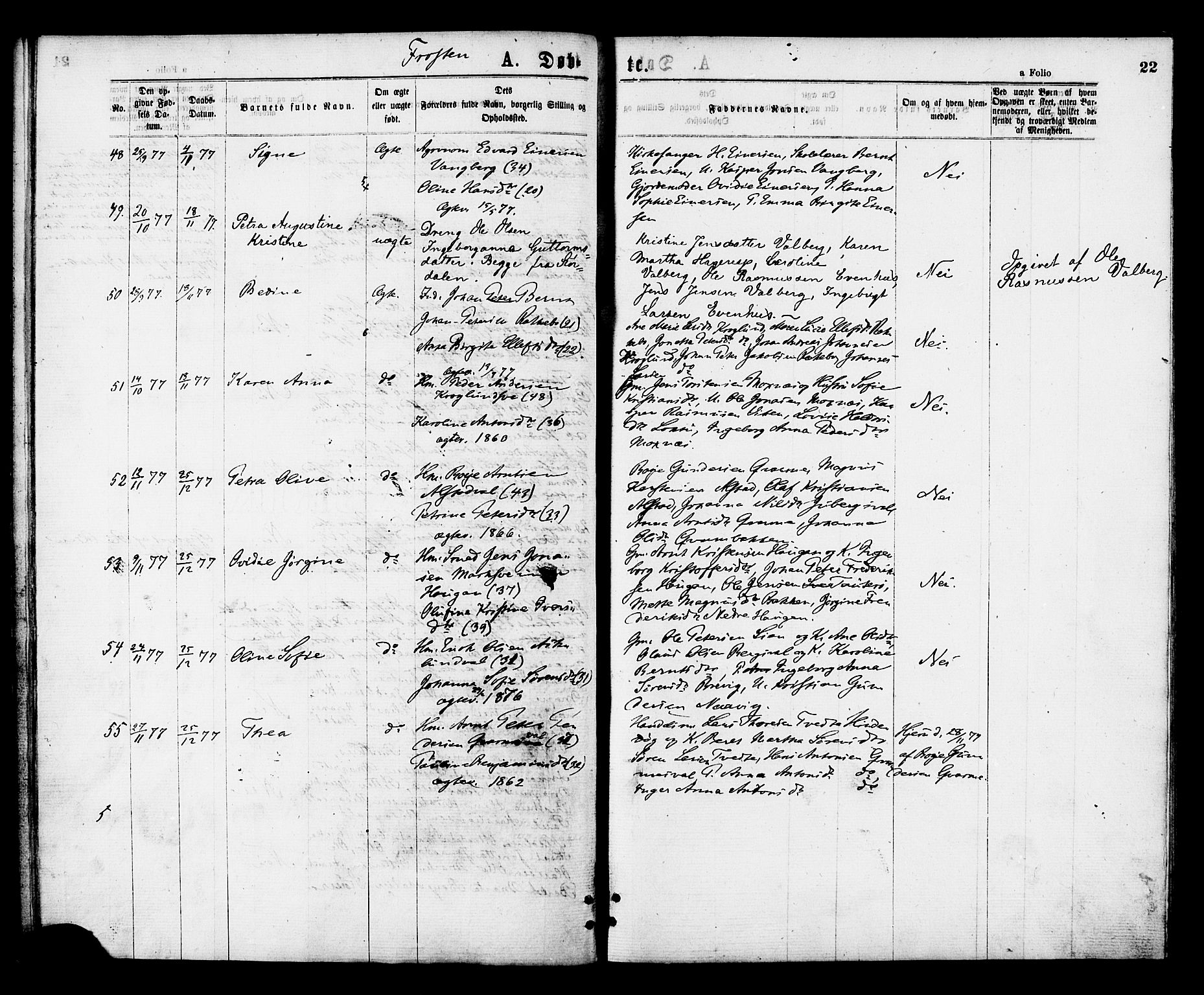 Ministerialprotokoller, klokkerbøker og fødselsregistre - Nord-Trøndelag, SAT/A-1458/713/L0118: Parish register (official) no. 713A08 /1, 1875-1877, p. 22