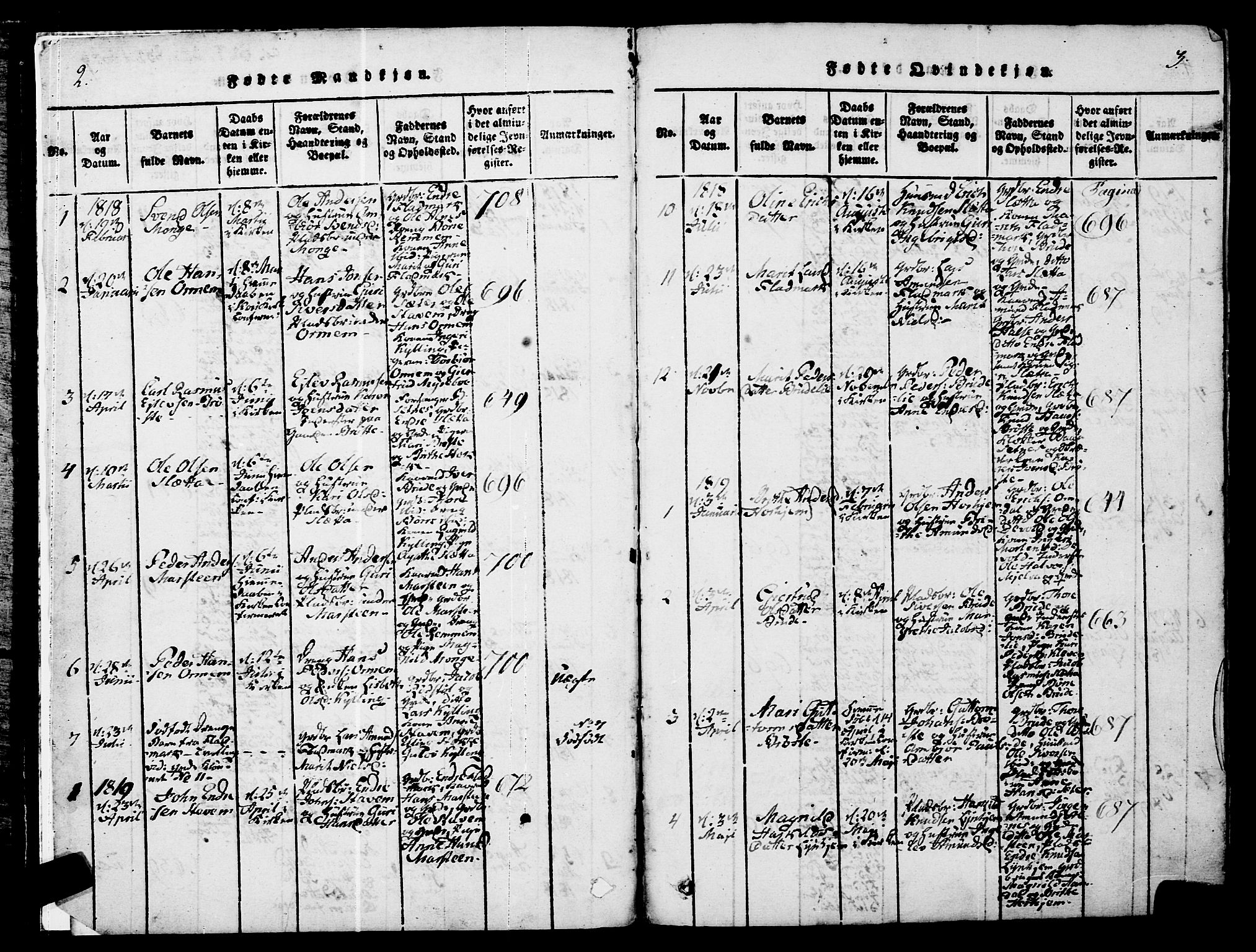 Ministerialprotokoller, klokkerbøker og fødselsregistre - Møre og Romsdal, SAT/A-1454/546/L0593: Parish register (official) no. 546A01, 1818-1853, p. 2-3