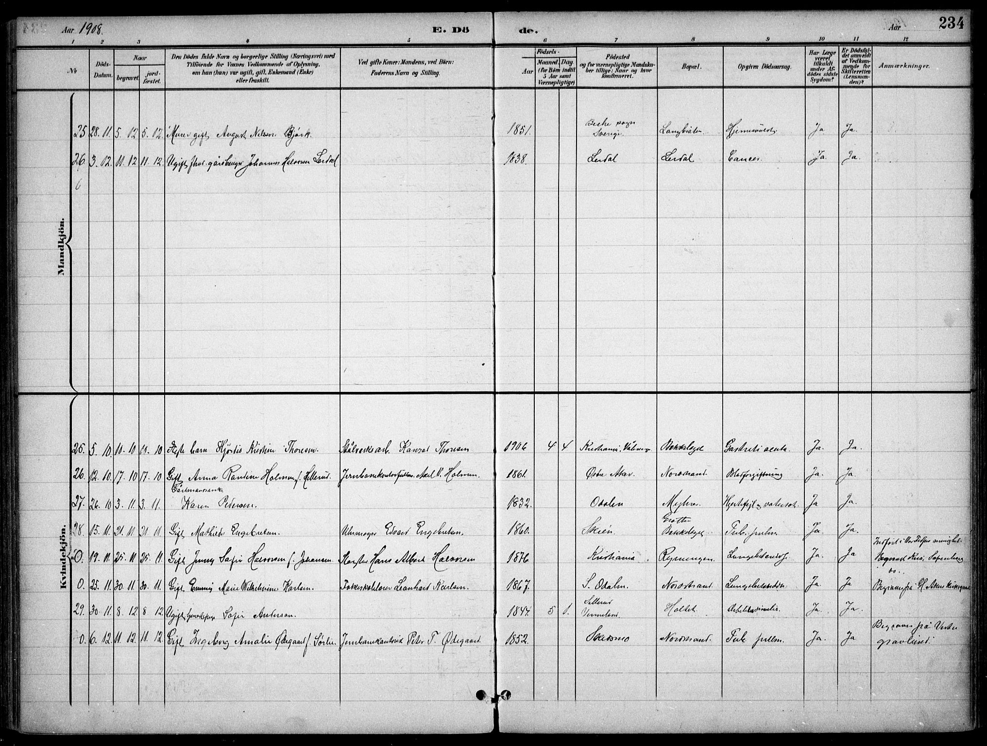 Nordstrand prestekontor Kirkebøker, AV/SAO-A-10362a/F/Fa/L0001: Parish register (official) no. 1, 1900-1914, p. 234