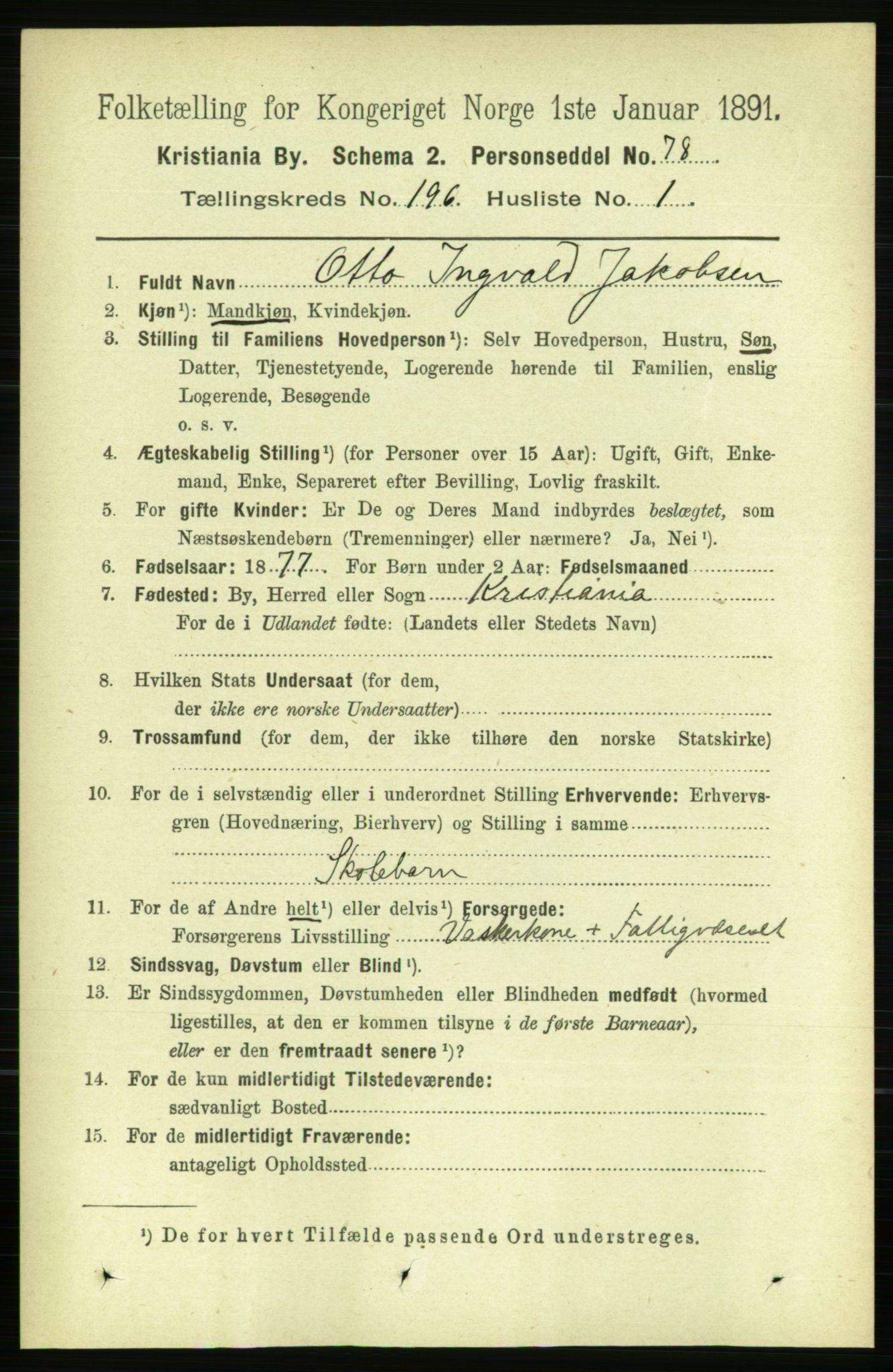RA, 1891 census for 0301 Kristiania, 1891, p. 118170