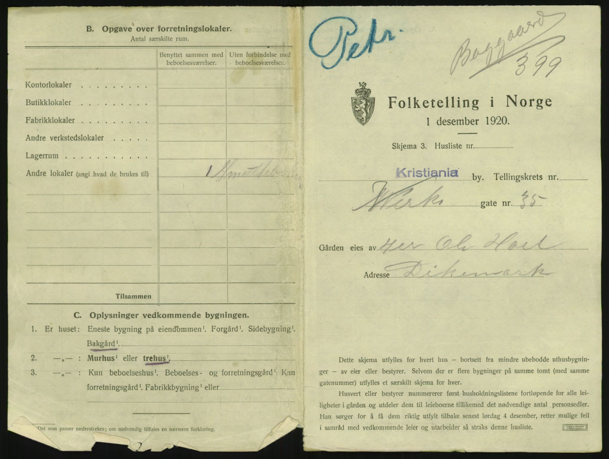 SAO, 1920 census for Kristiania, 1920, p. 127767
