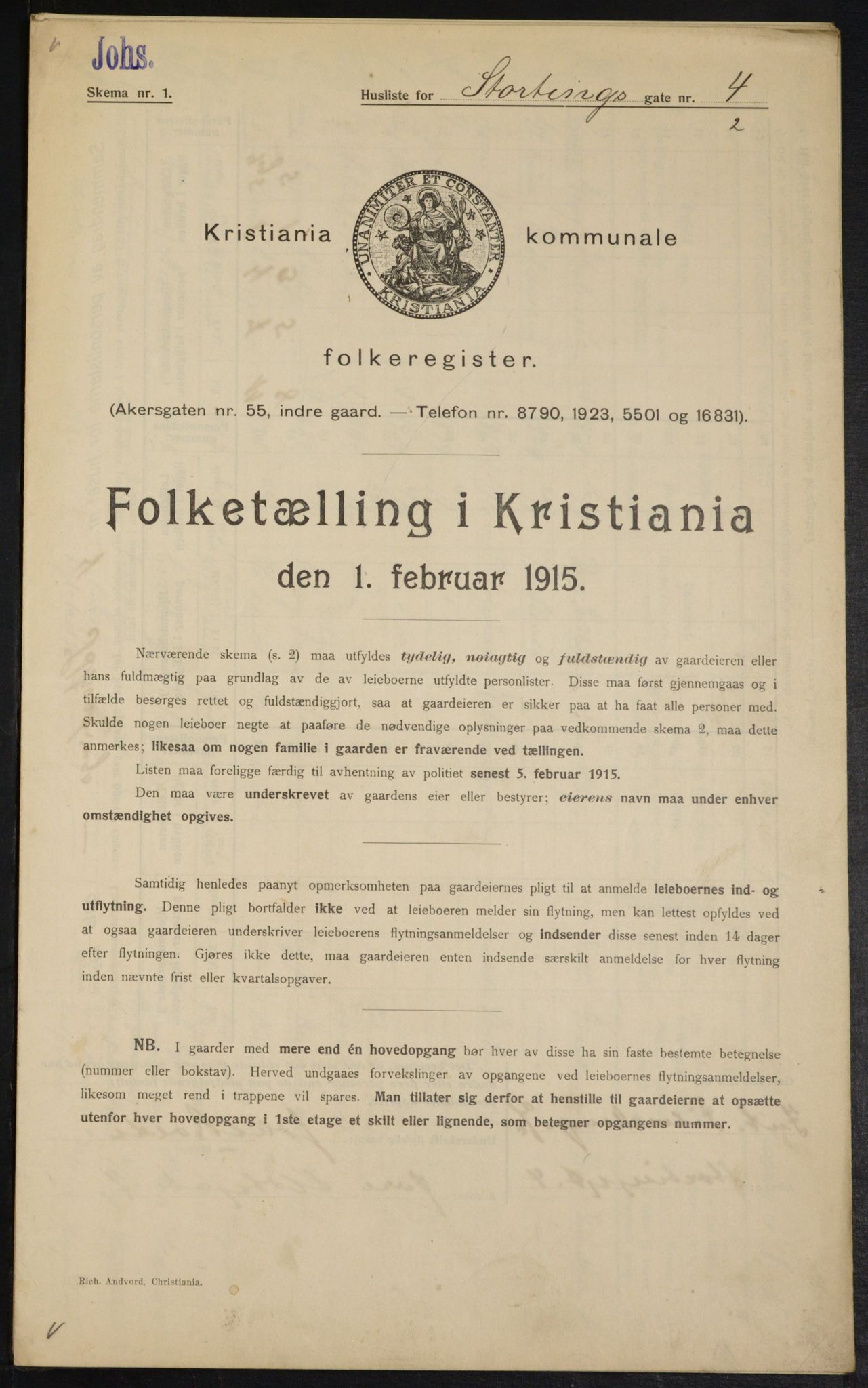 OBA, Municipal Census 1915 for Kristiania, 1915, p. 103669