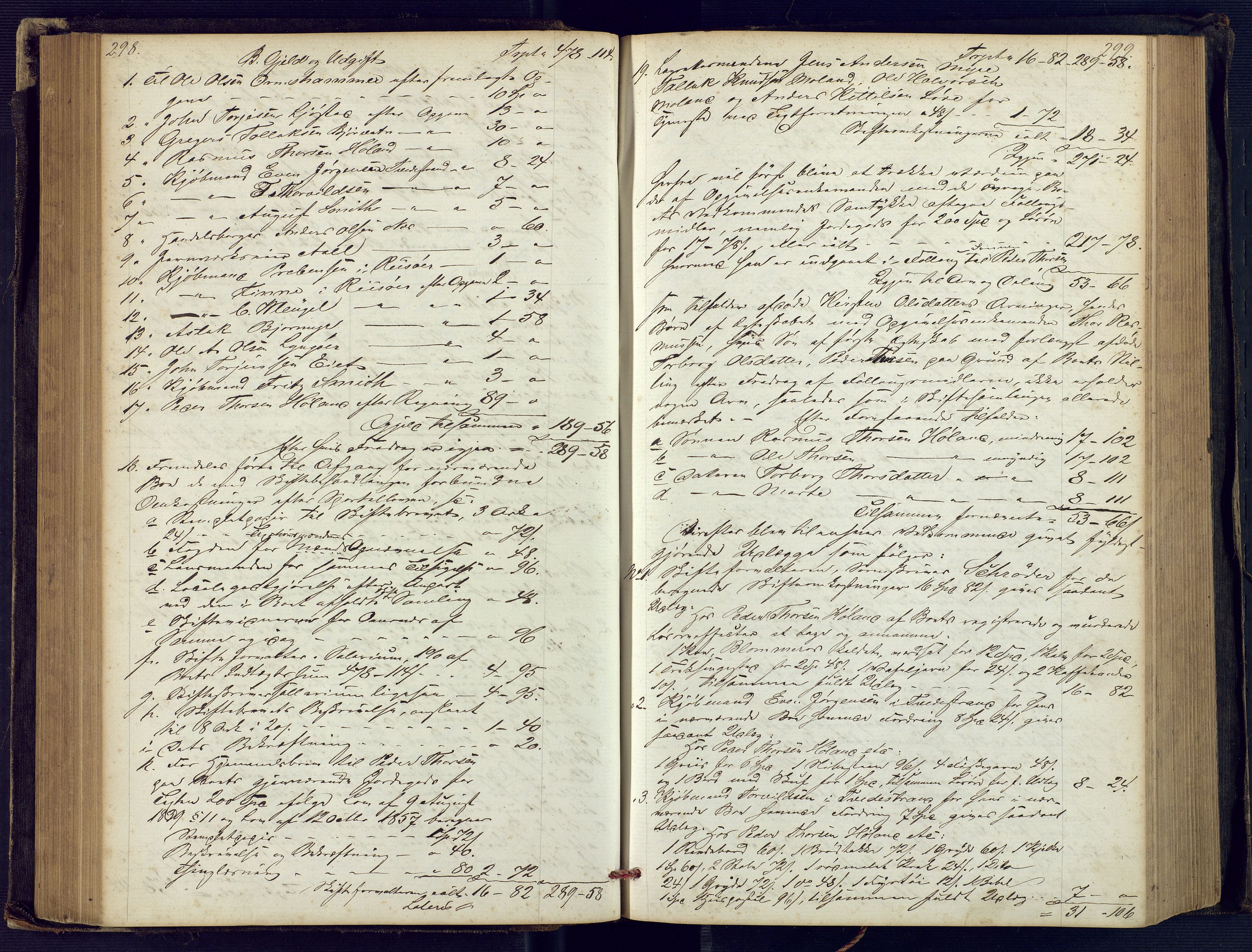 Holt sorenskriveri, SAK/1221-0002/H/Hc/L0029: Skifteutlodningsprotokoll nr. 4 med løst register, 1857-1862, p. 298-299