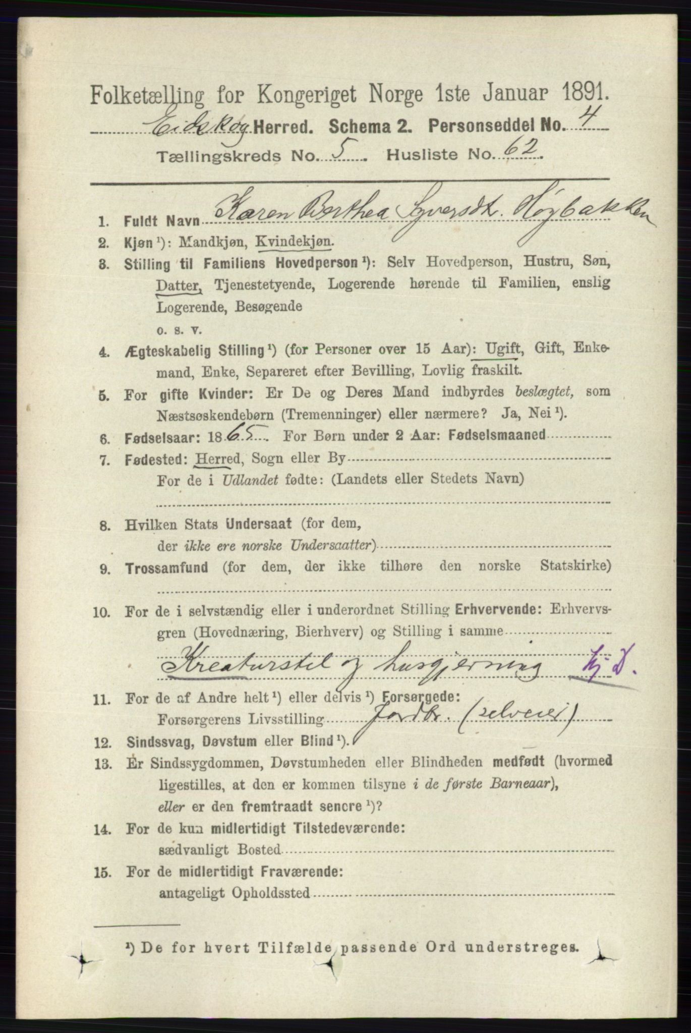 RA, 1891 census for 0420 Eidskog, 1891, p. 2434