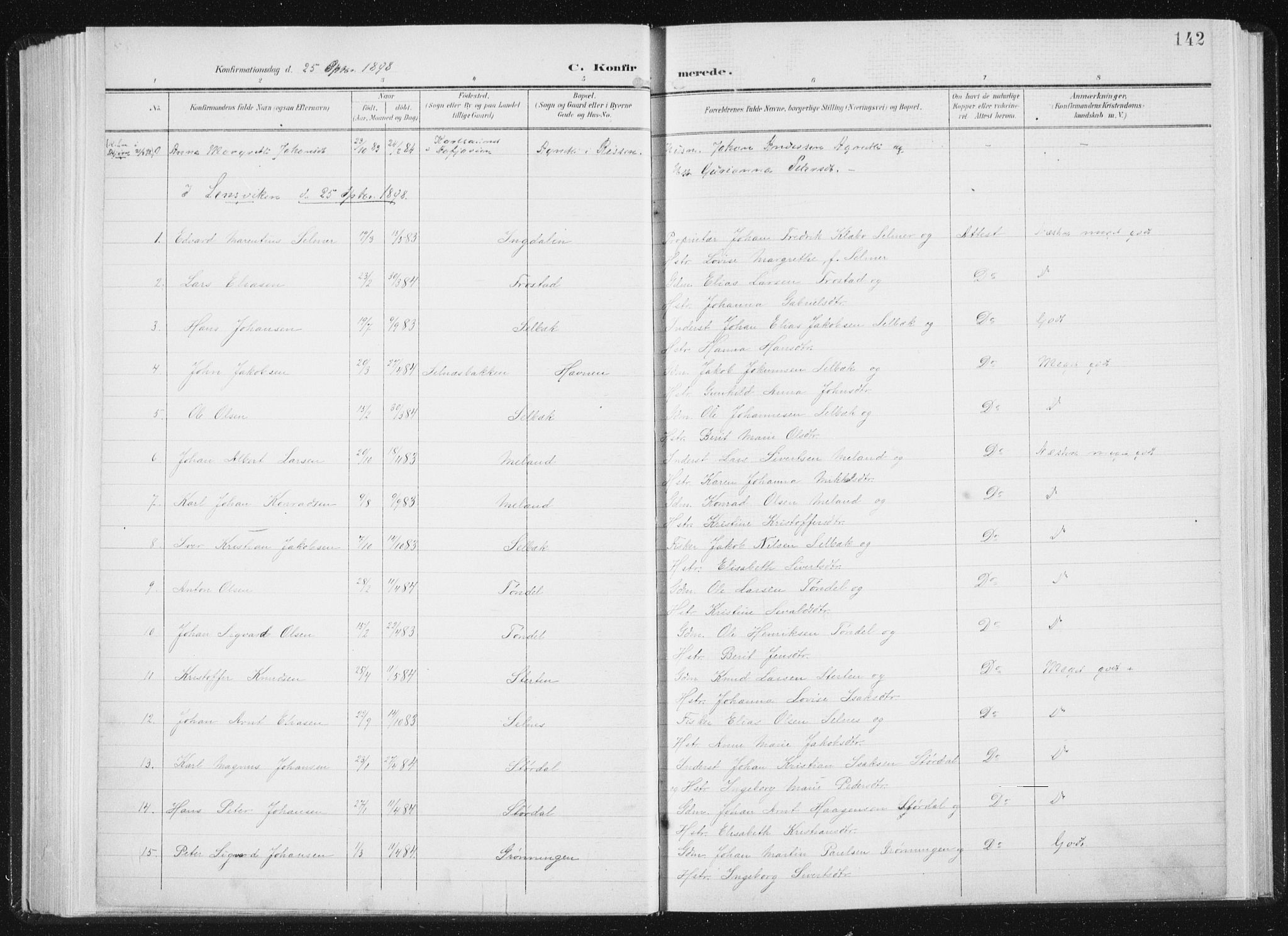 Ministerialprotokoller, klokkerbøker og fødselsregistre - Sør-Trøndelag, SAT/A-1456/647/L0635: Parish register (official) no. 647A02, 1896-1911, p. 142