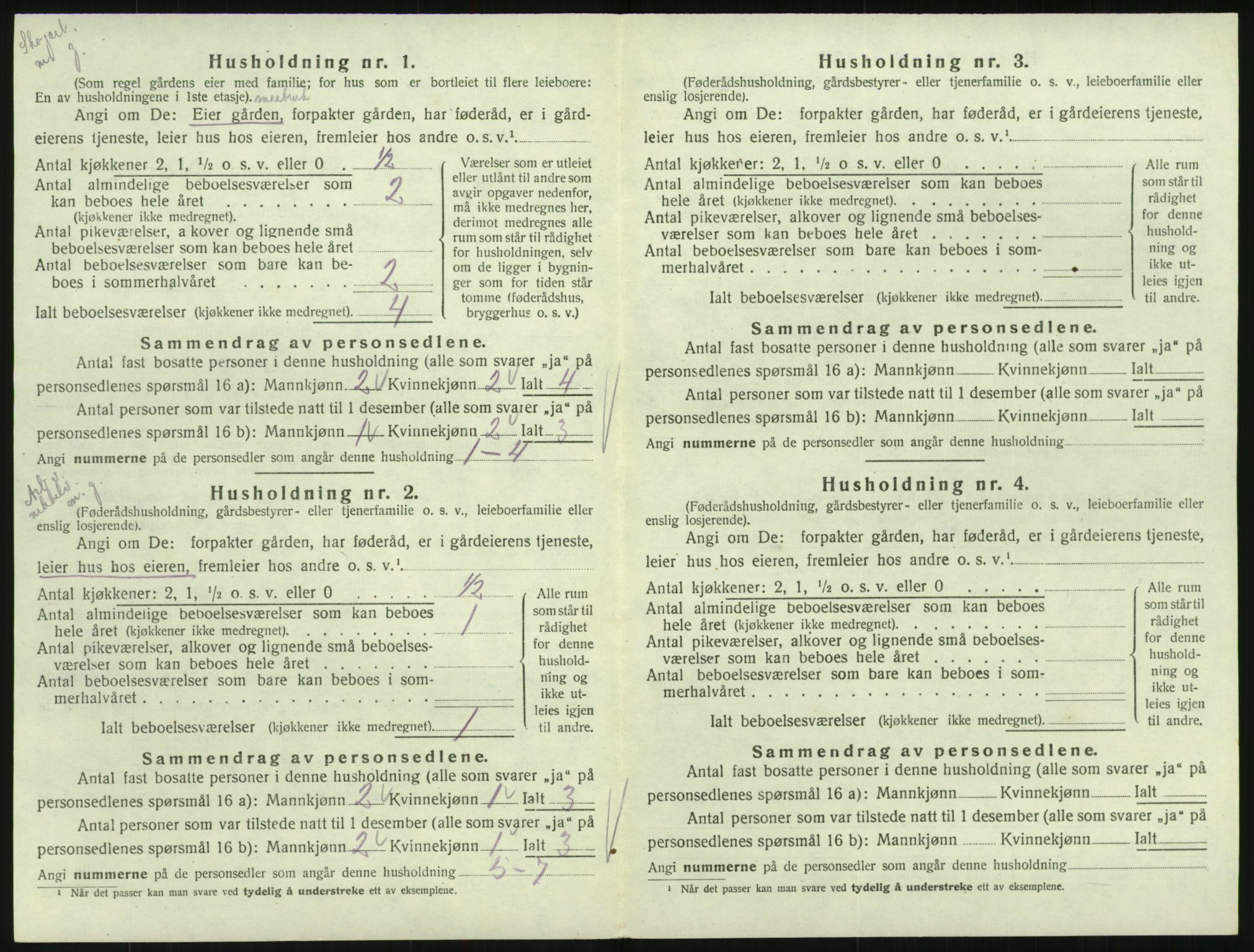 SAK, 1920 census for Hornnes, 1920, p. 140