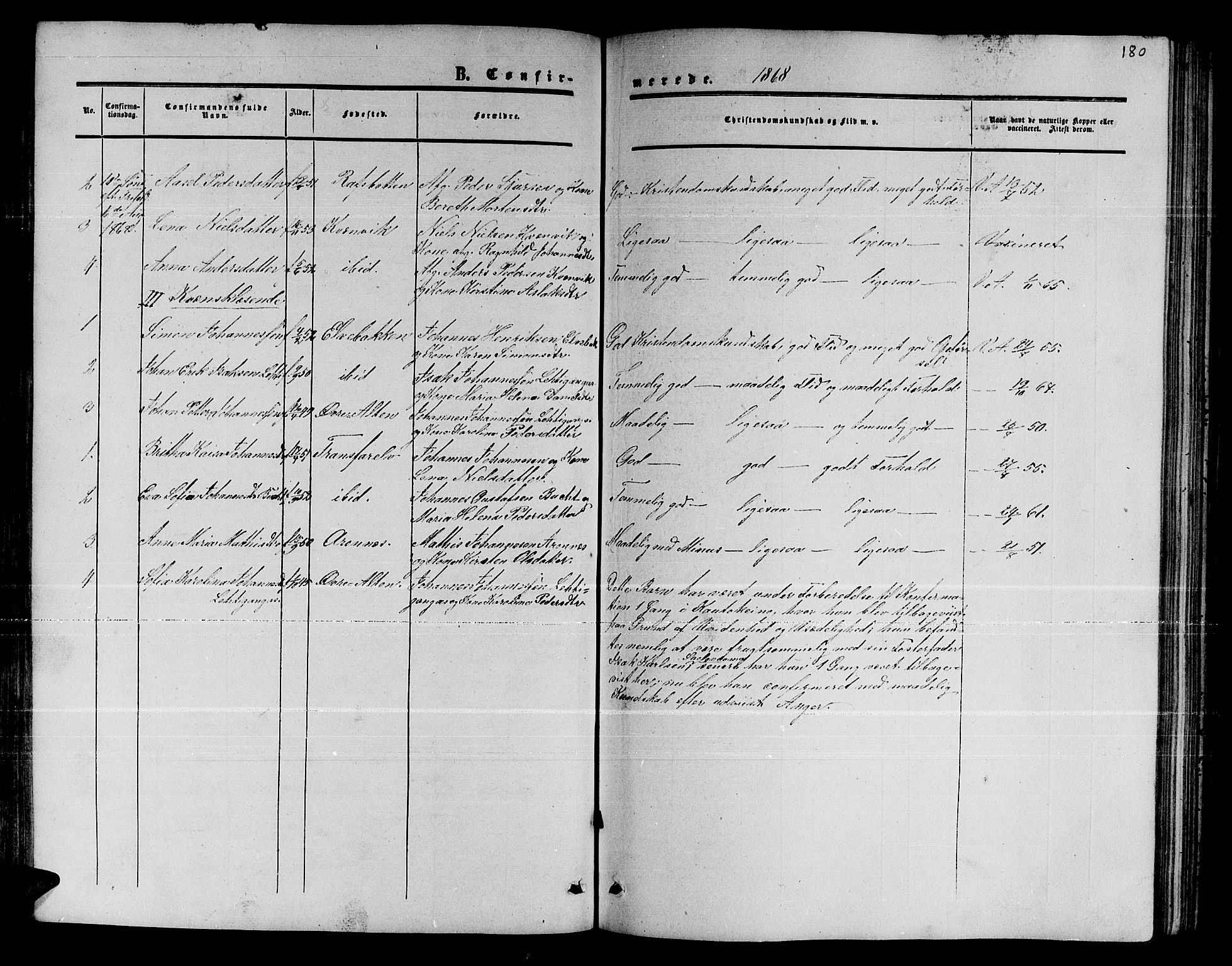 Alta sokneprestkontor, AV/SATØ-S-1338/H/Hb/L0001.klokk: Parish register (copy) no. 1, 1858-1878, p. 179-180