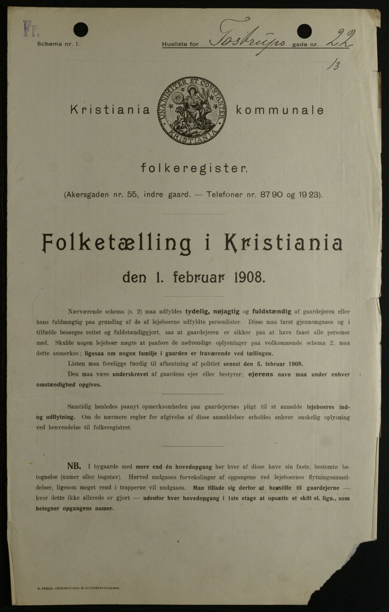 OBA, Municipal Census 1908 for Kristiania, 1908, p. 103695