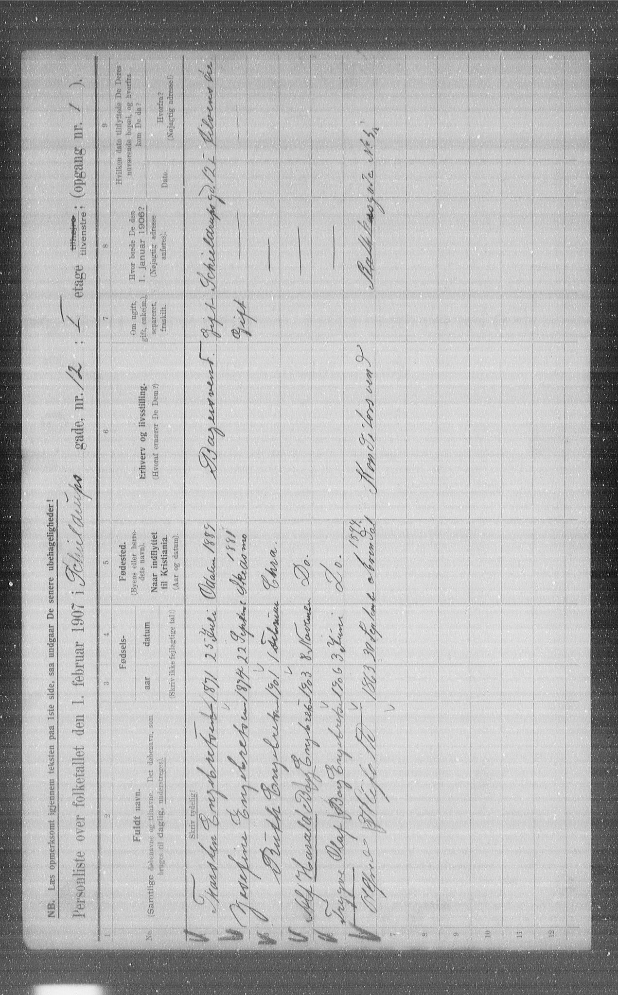 OBA, Municipal Census 1907 for Kristiania, 1907, p. 48914